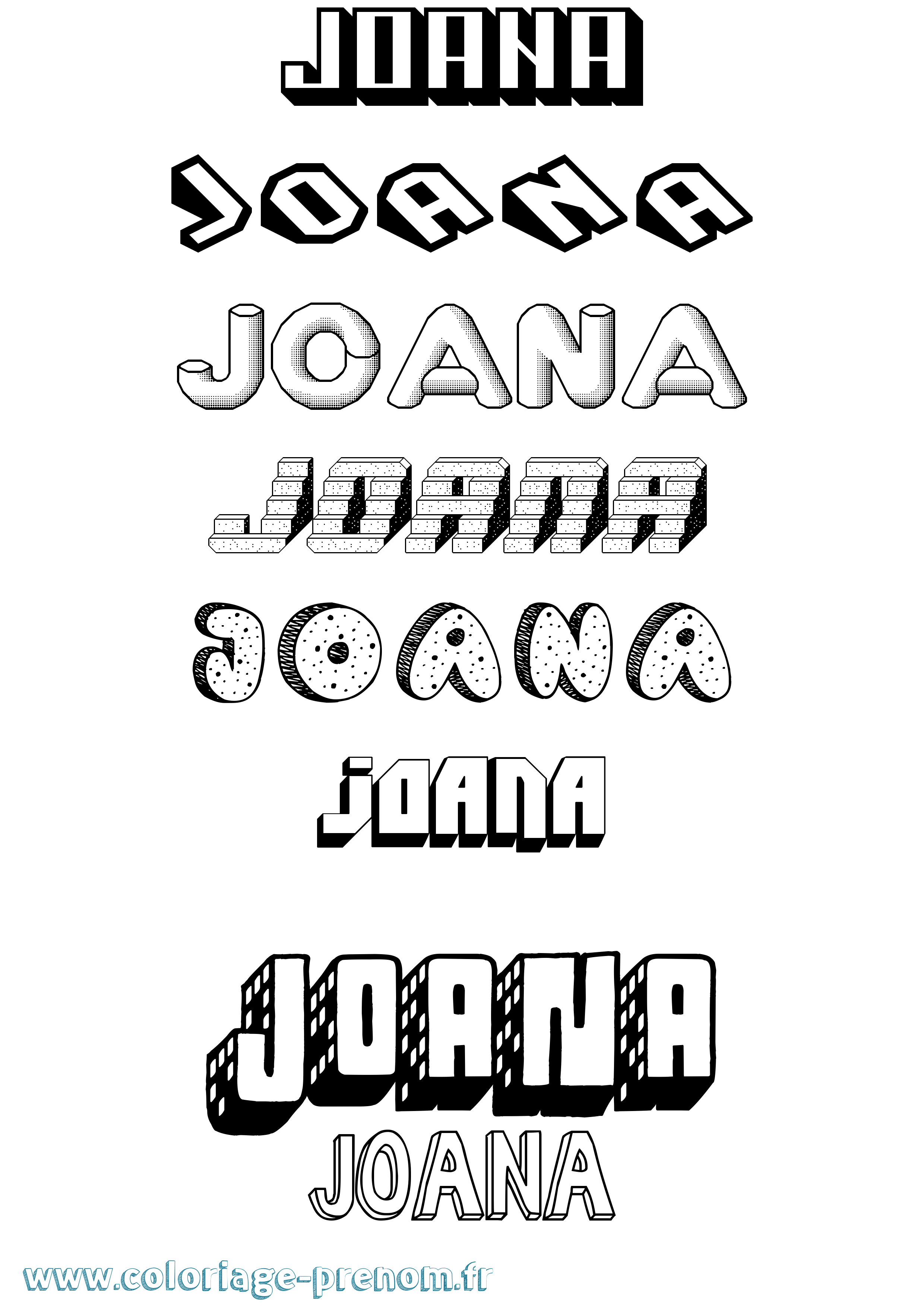 Coloriage Joana Effet 3D Coloriage prénom Joana Effet 3D