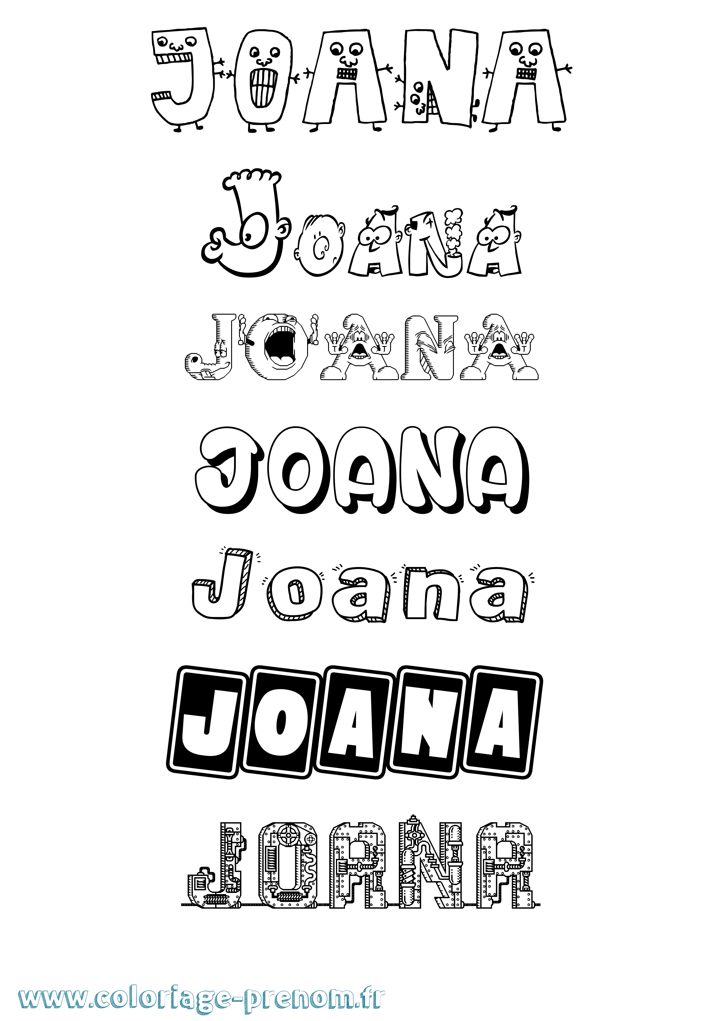 Coloriage prénom Joana Fun