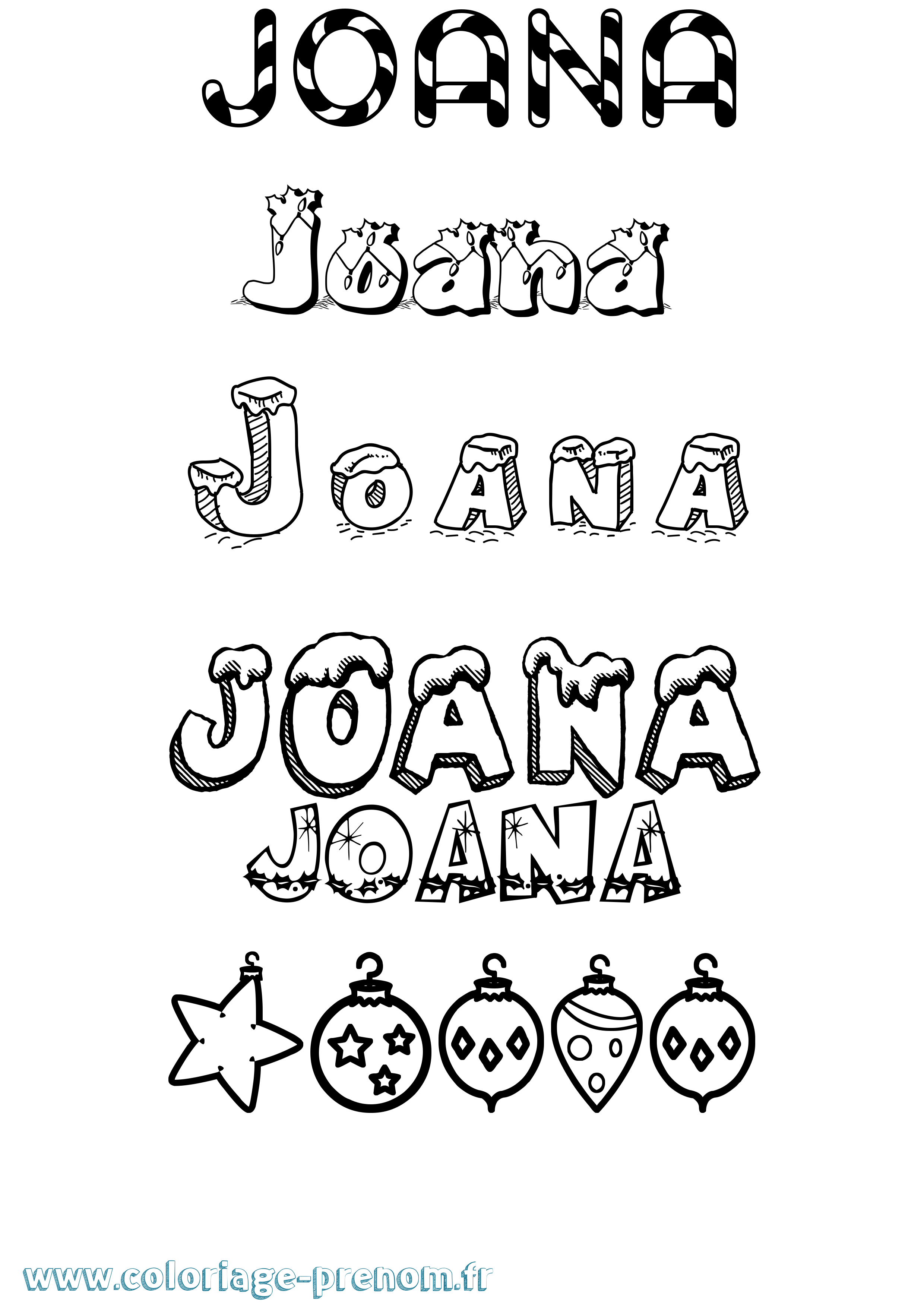 Coloriage Joana Noël Coloriage prénom Joana Noël