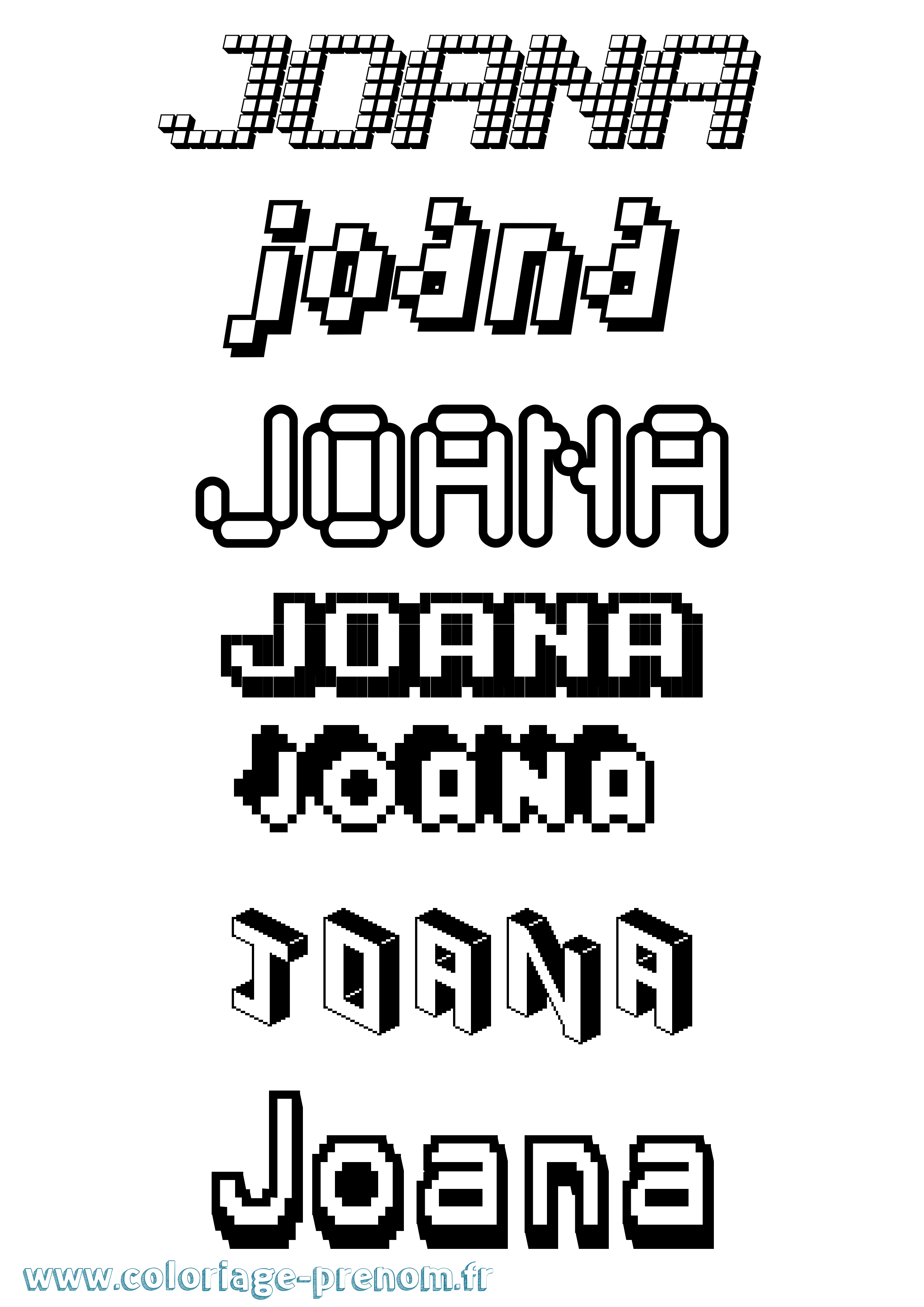 Coloriage Joana Pixel Coloriage prénom Joana Pixel