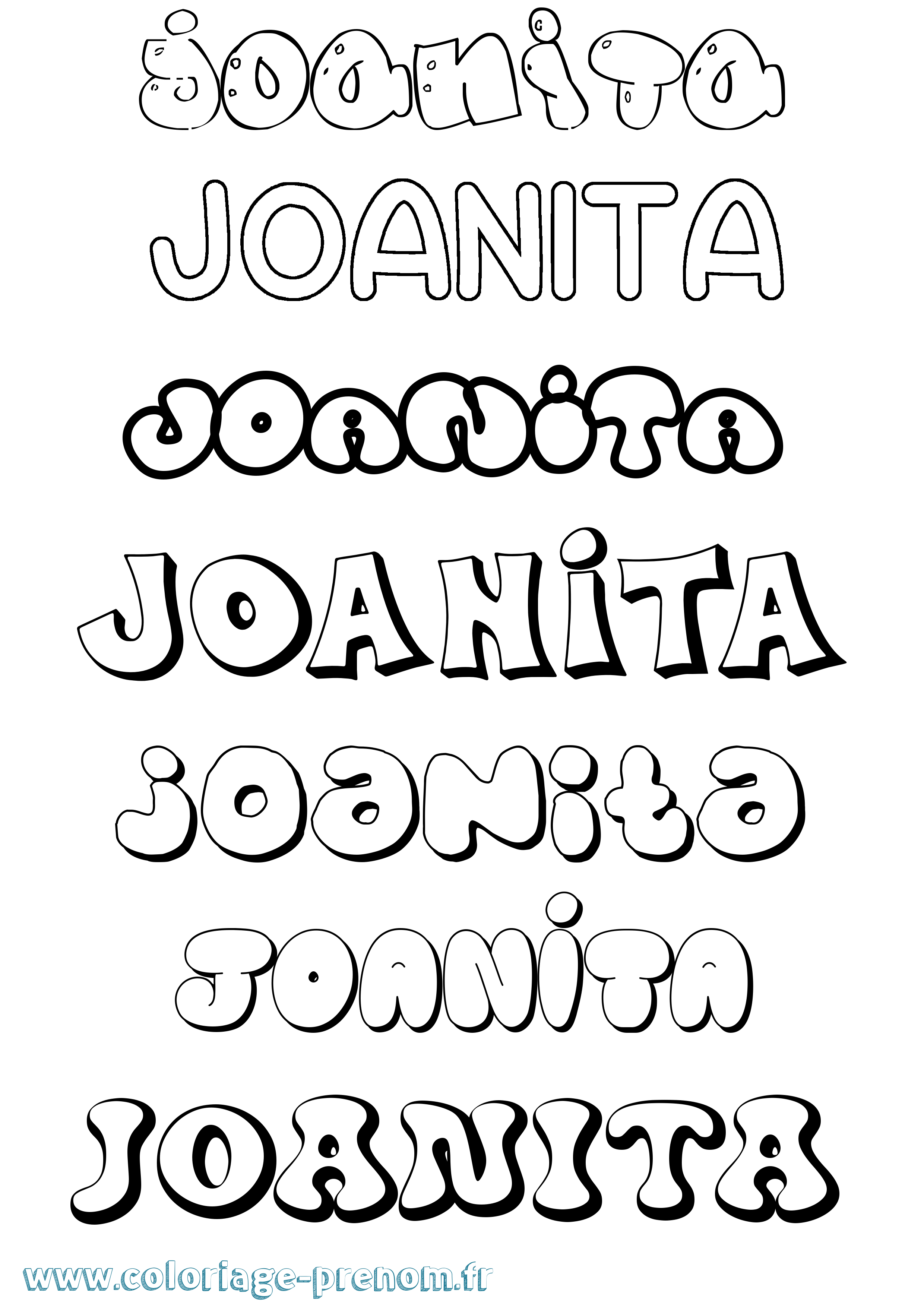 Coloriage prénom Joanita Bubble