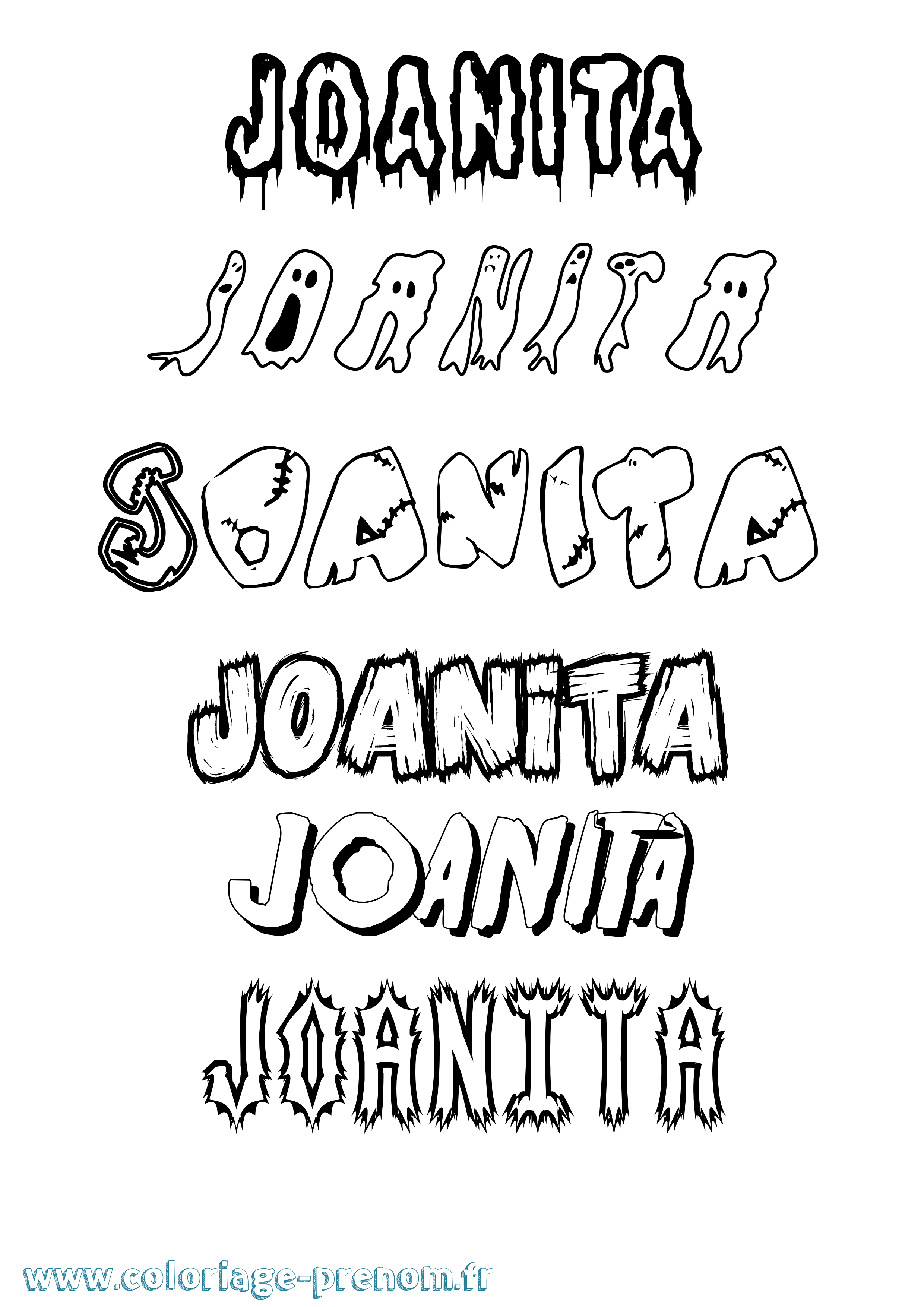 Coloriage prénom Joanita Frisson