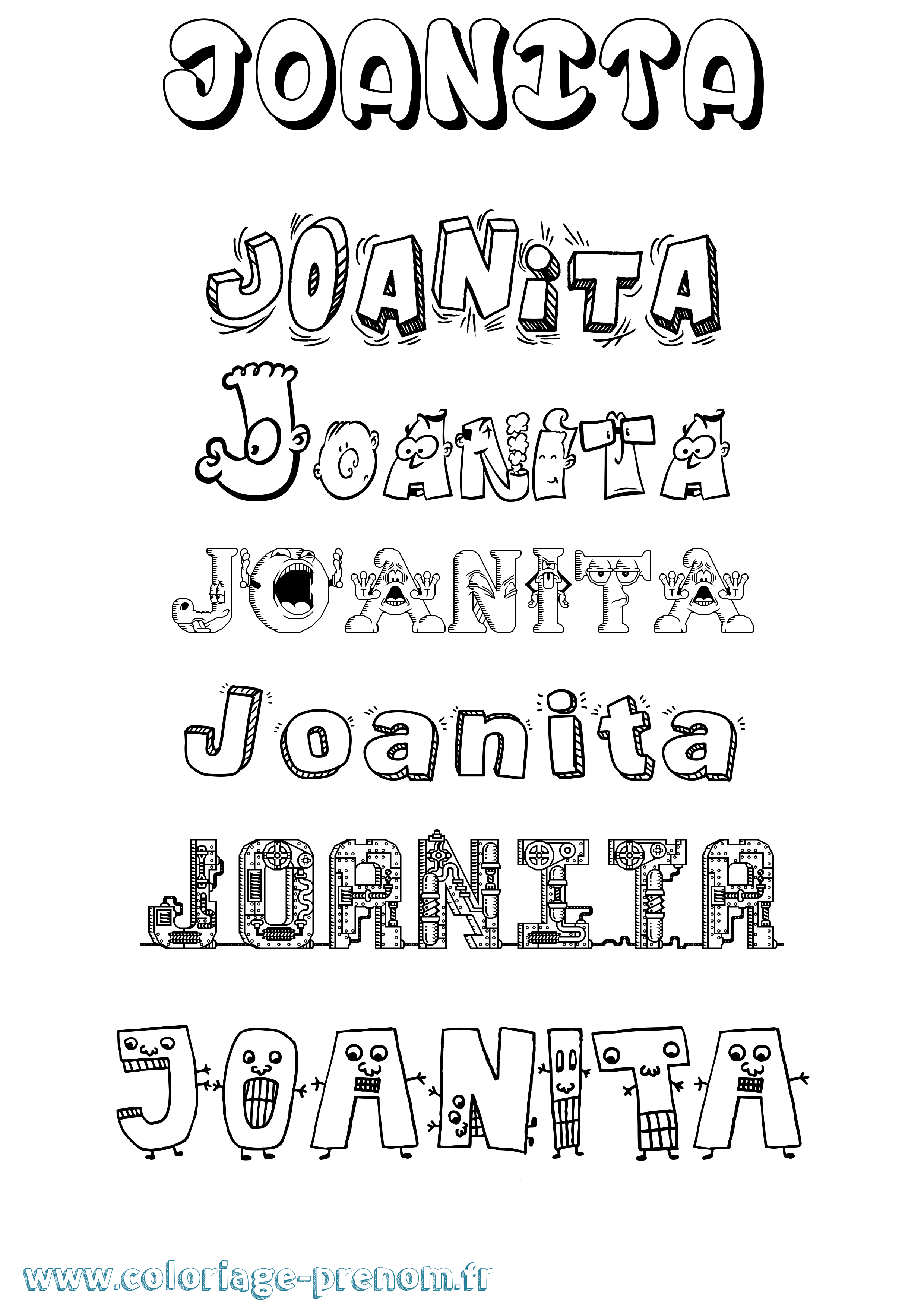 Coloriage prénom Joanita Fun