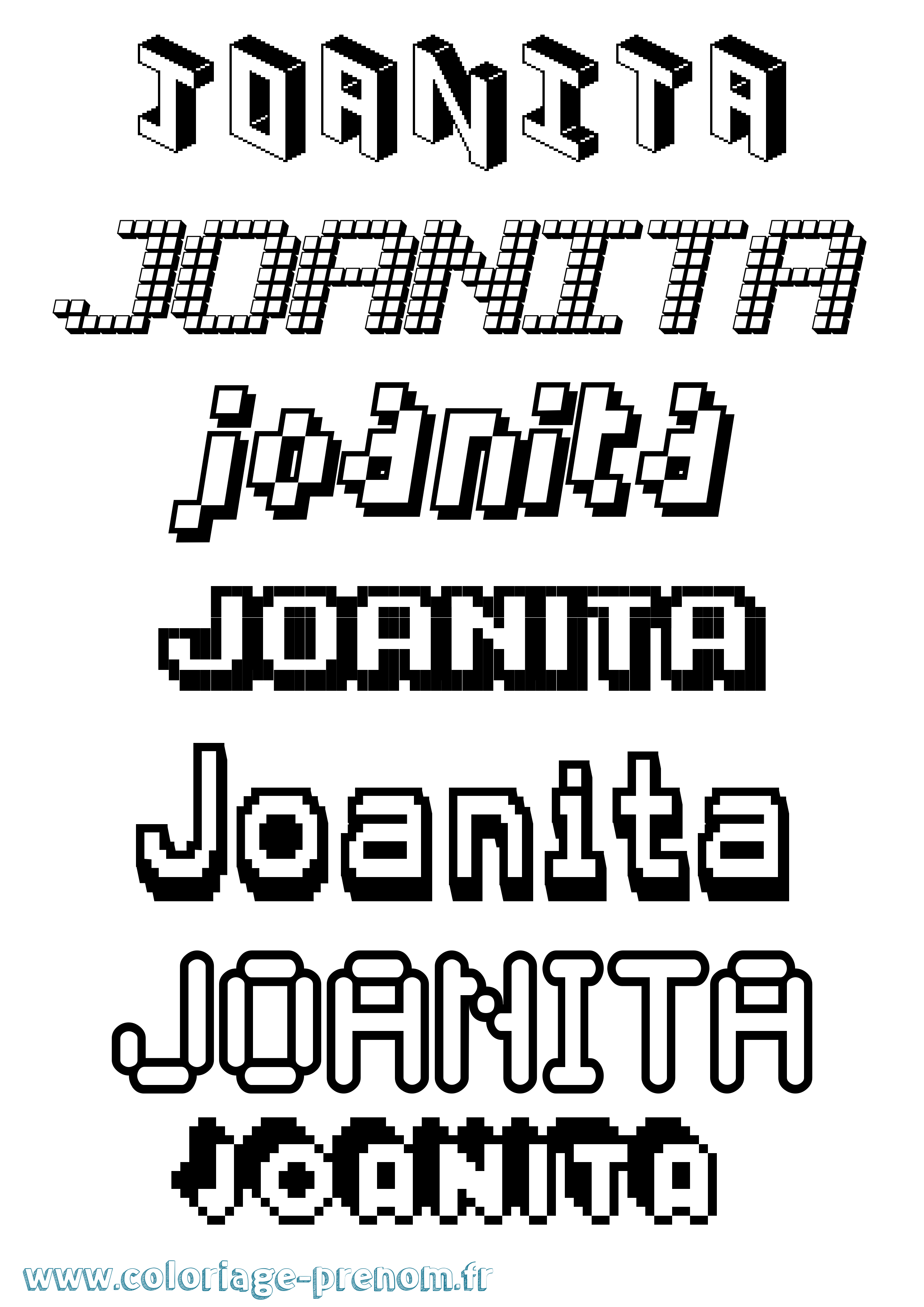 Coloriage prénom Joanita Pixel