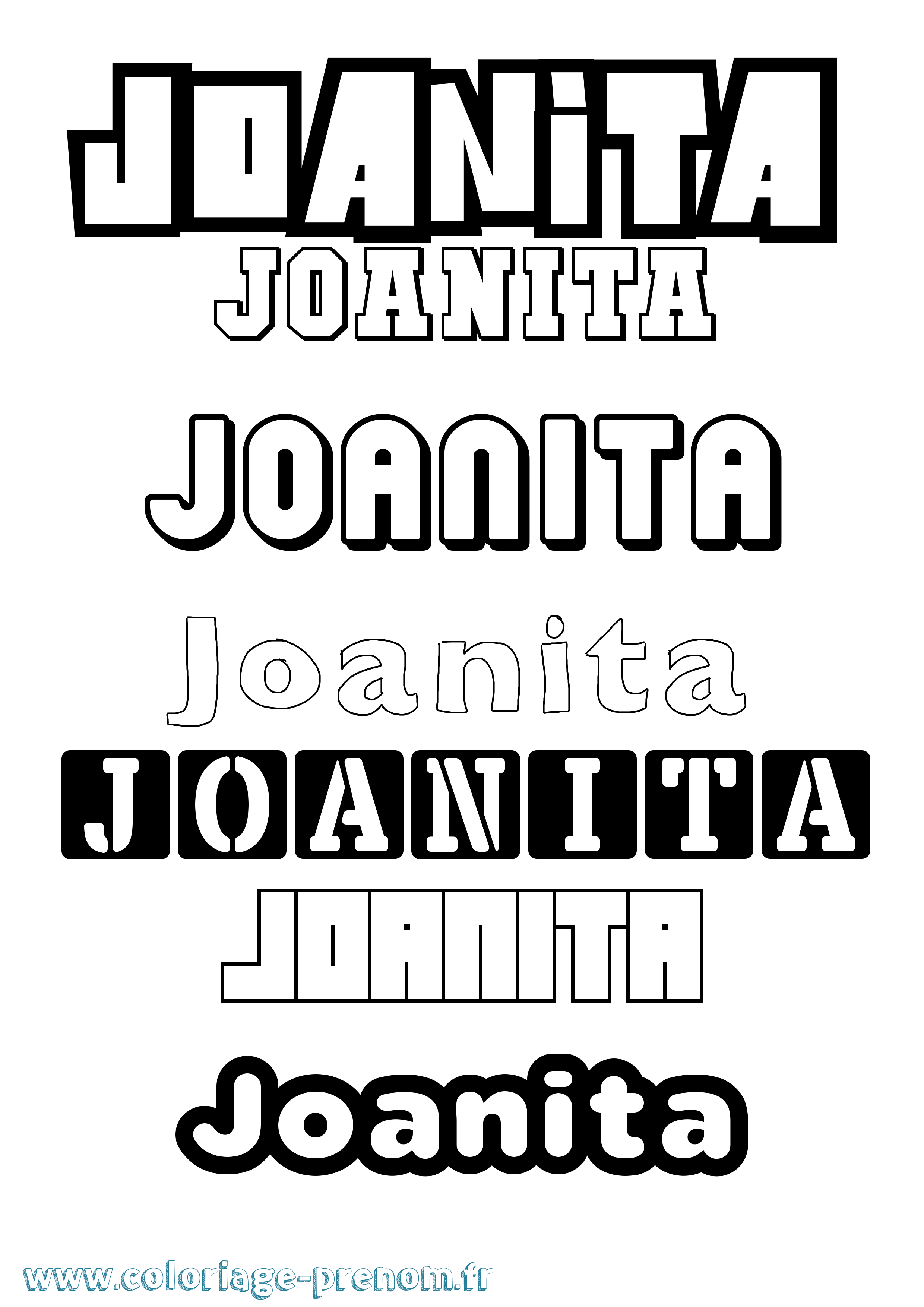 Coloriage prénom Joanita Simple