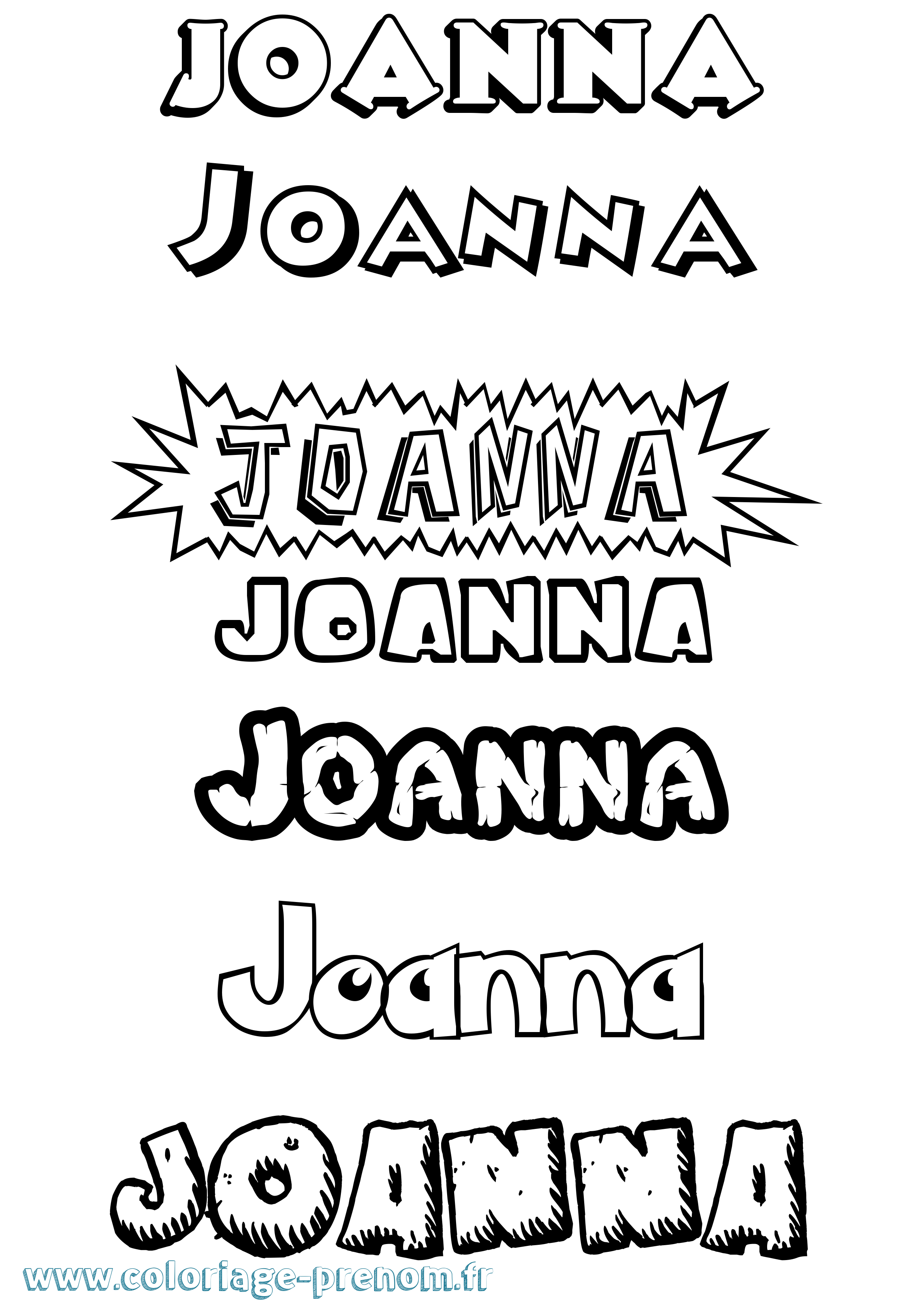 Coloriage prénom Joanna Dessin Animé