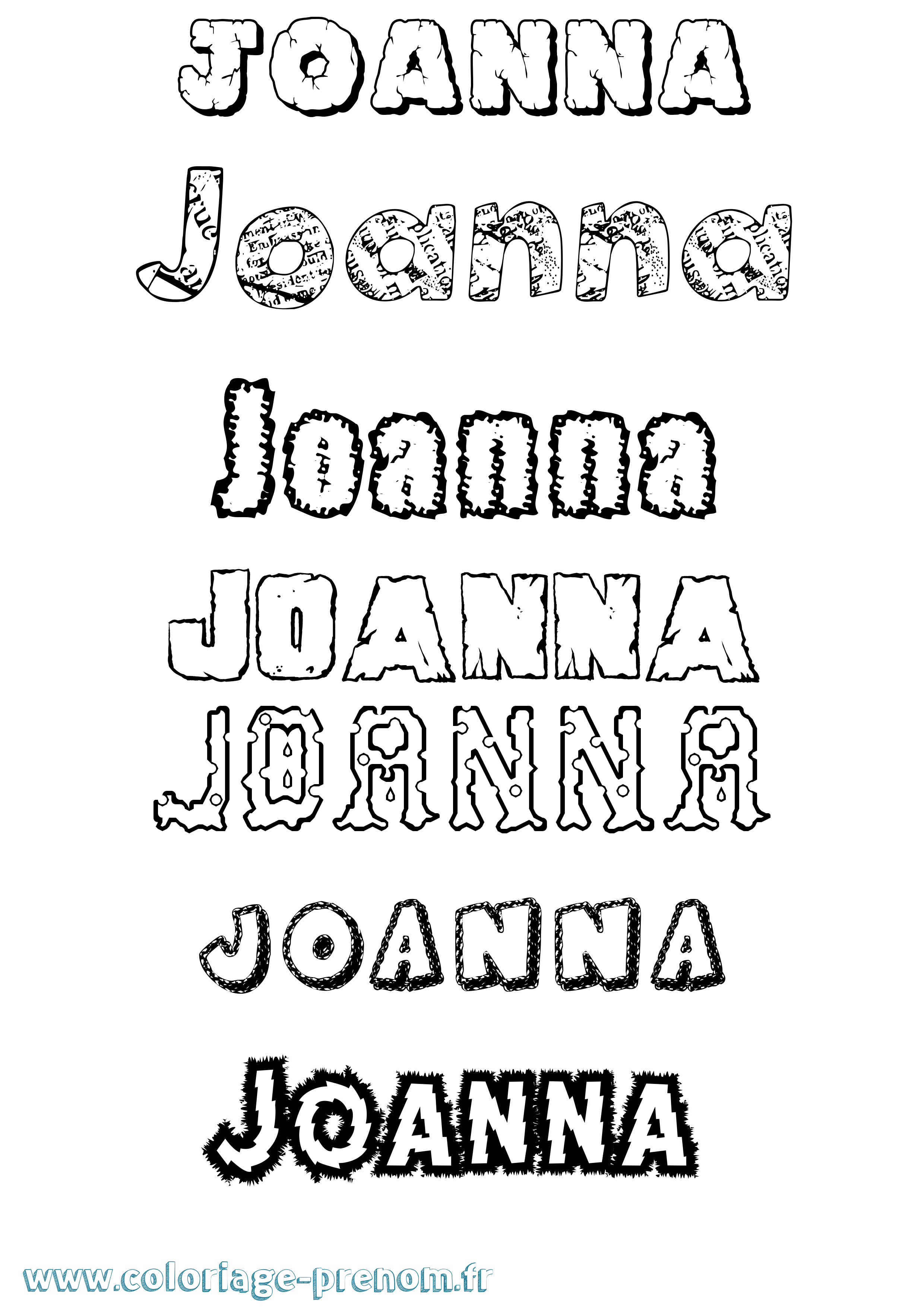 Coloriage prénom Joanna Destructuré