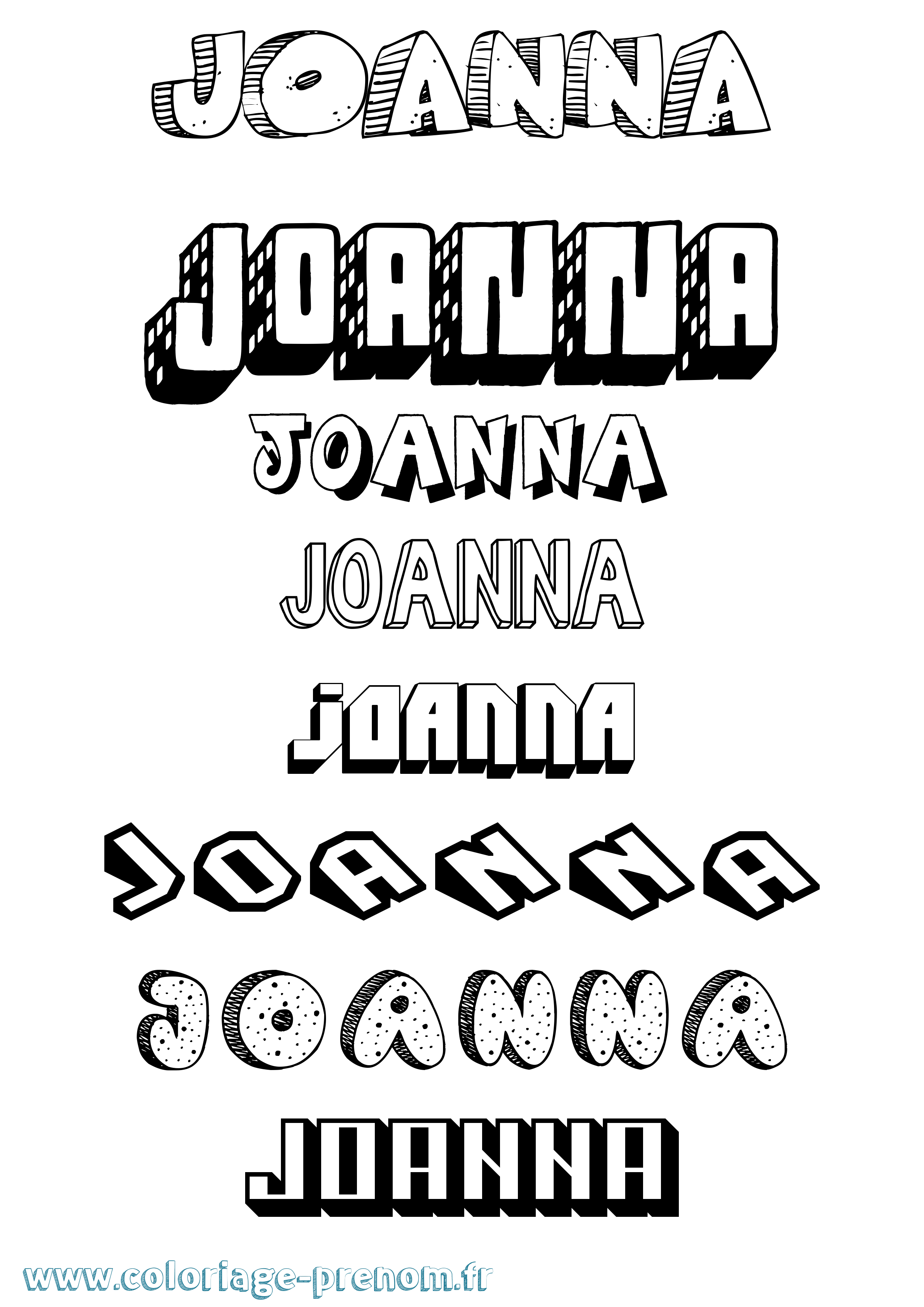 Coloriage prénom Joanna