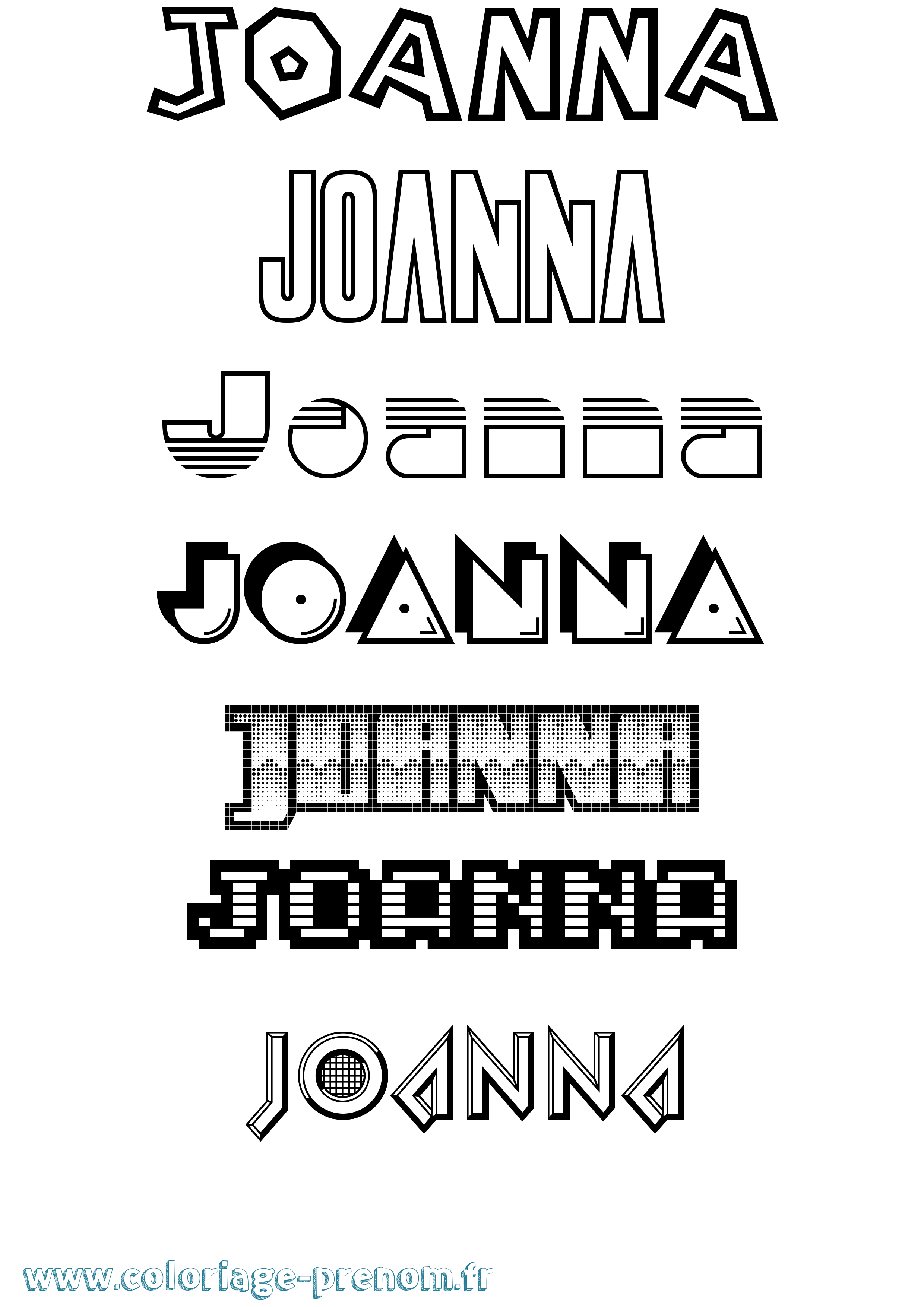 Coloriage prénom Joanna Jeux Vidéos