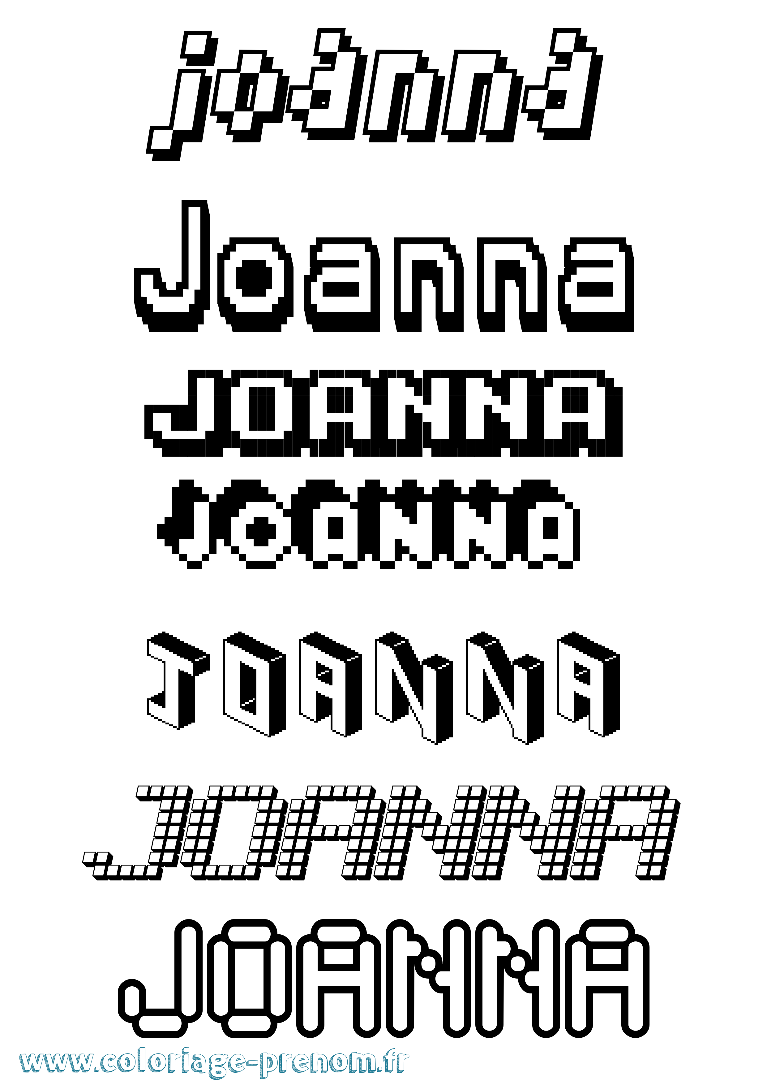 Coloriage prénom Joanna Pixel
