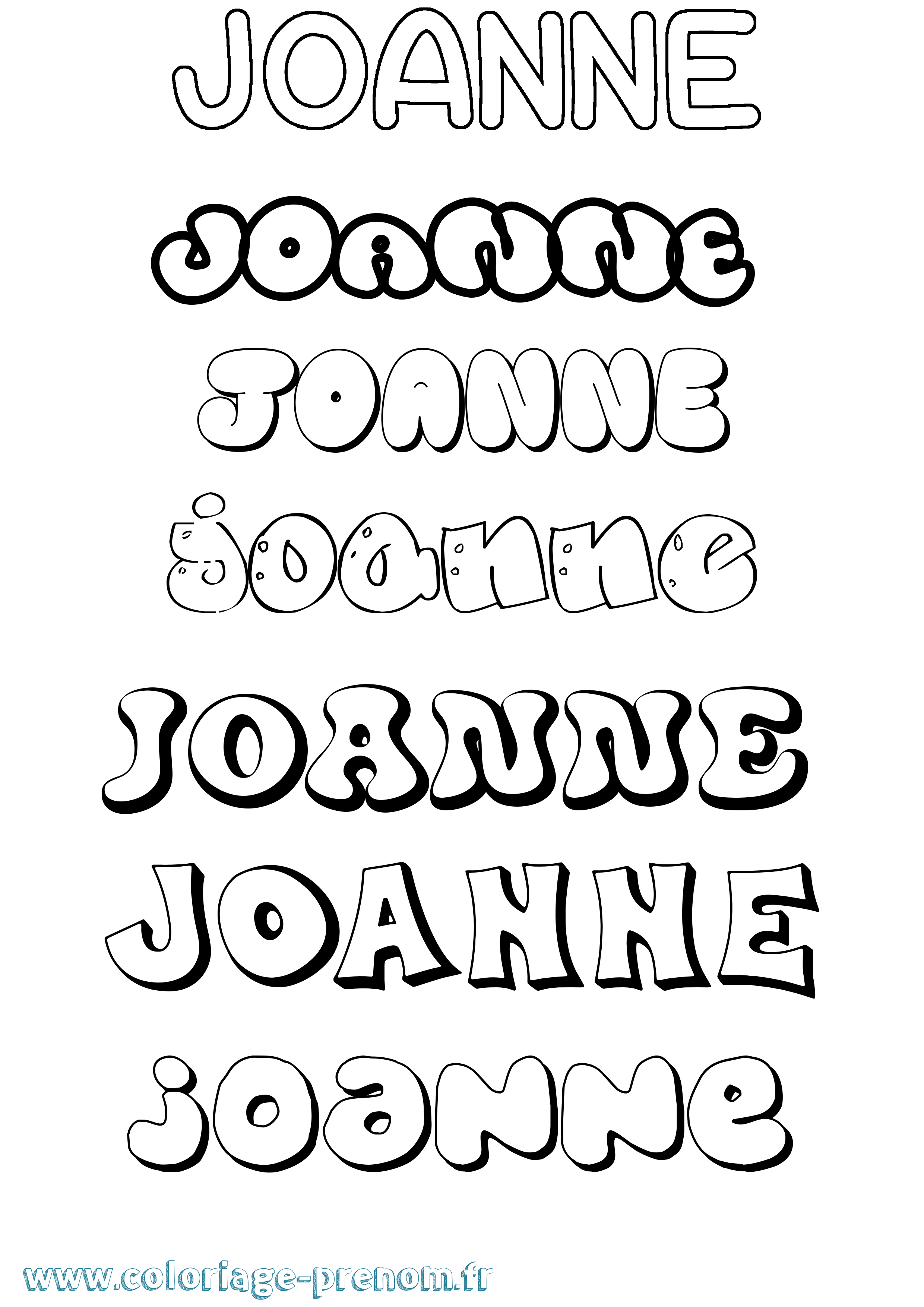 Coloriage prénom Joanne Bubble