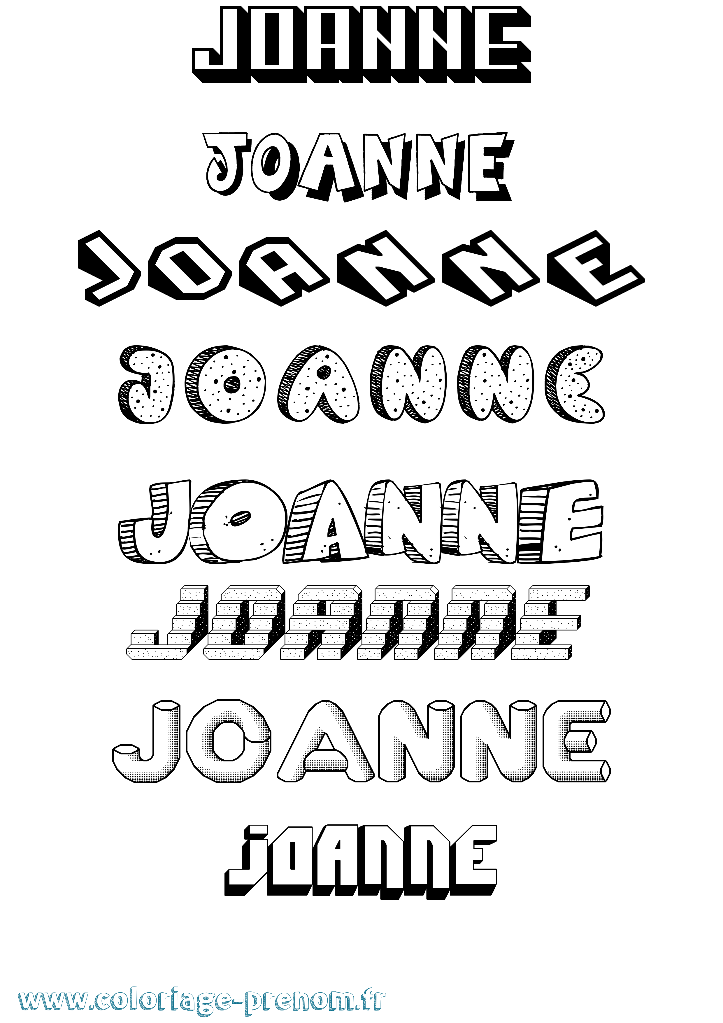 Coloriage prénom Joanne Effet 3D