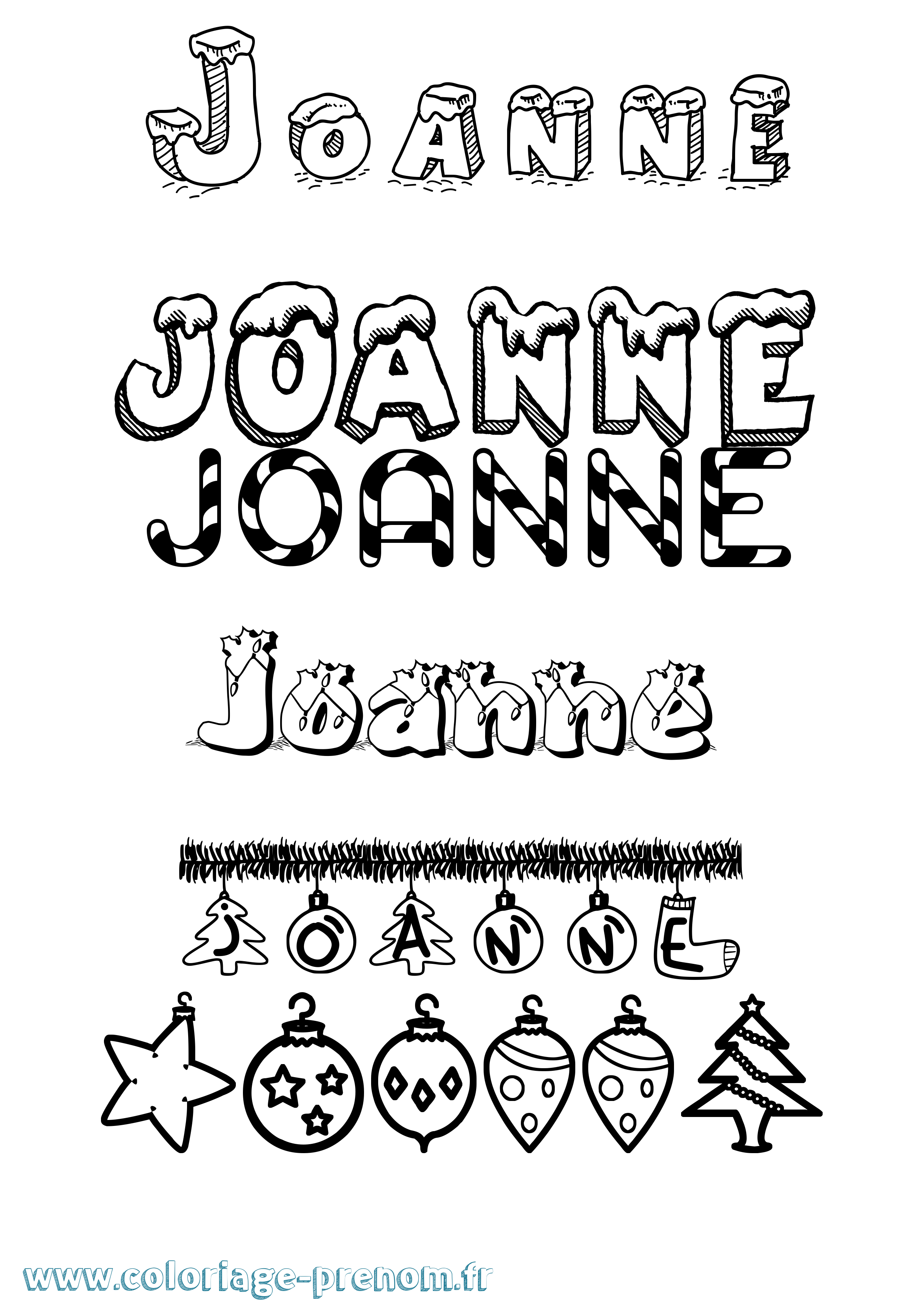 Coloriage prénom Joanne Noël