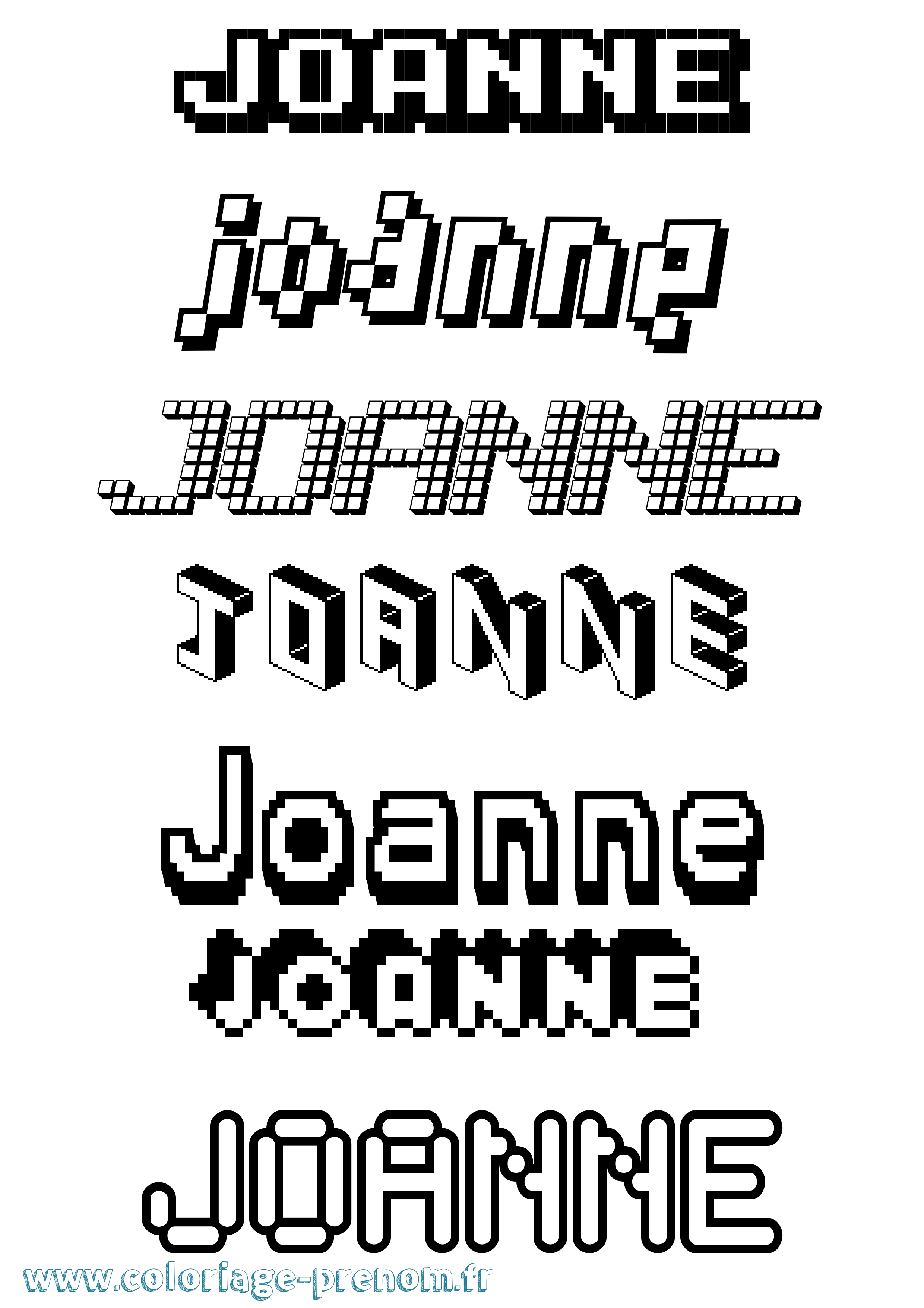 Coloriage prénom Joanne Pixel