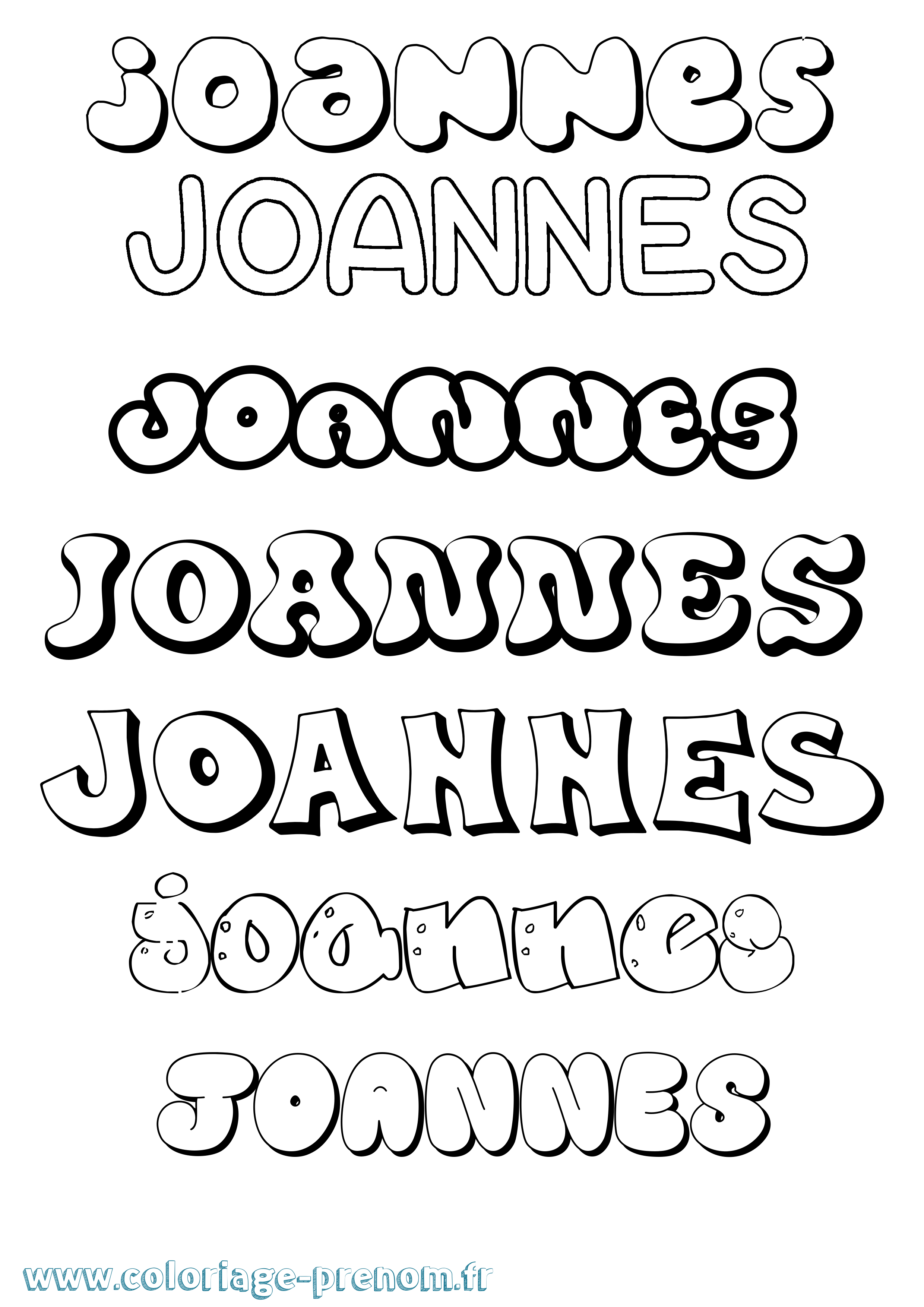 Coloriage prénom Joannes Bubble