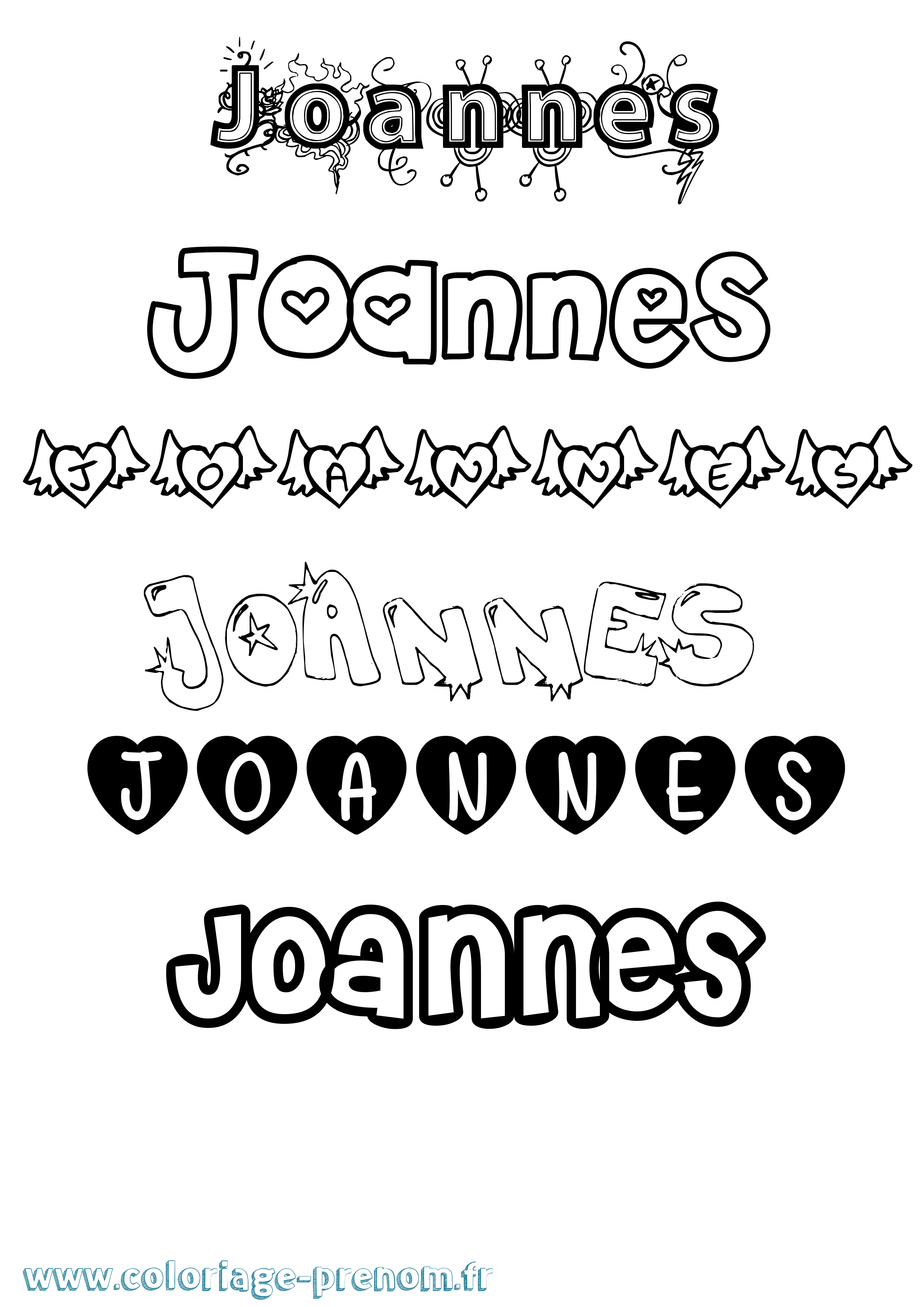 Coloriage prénom Joannes Girly