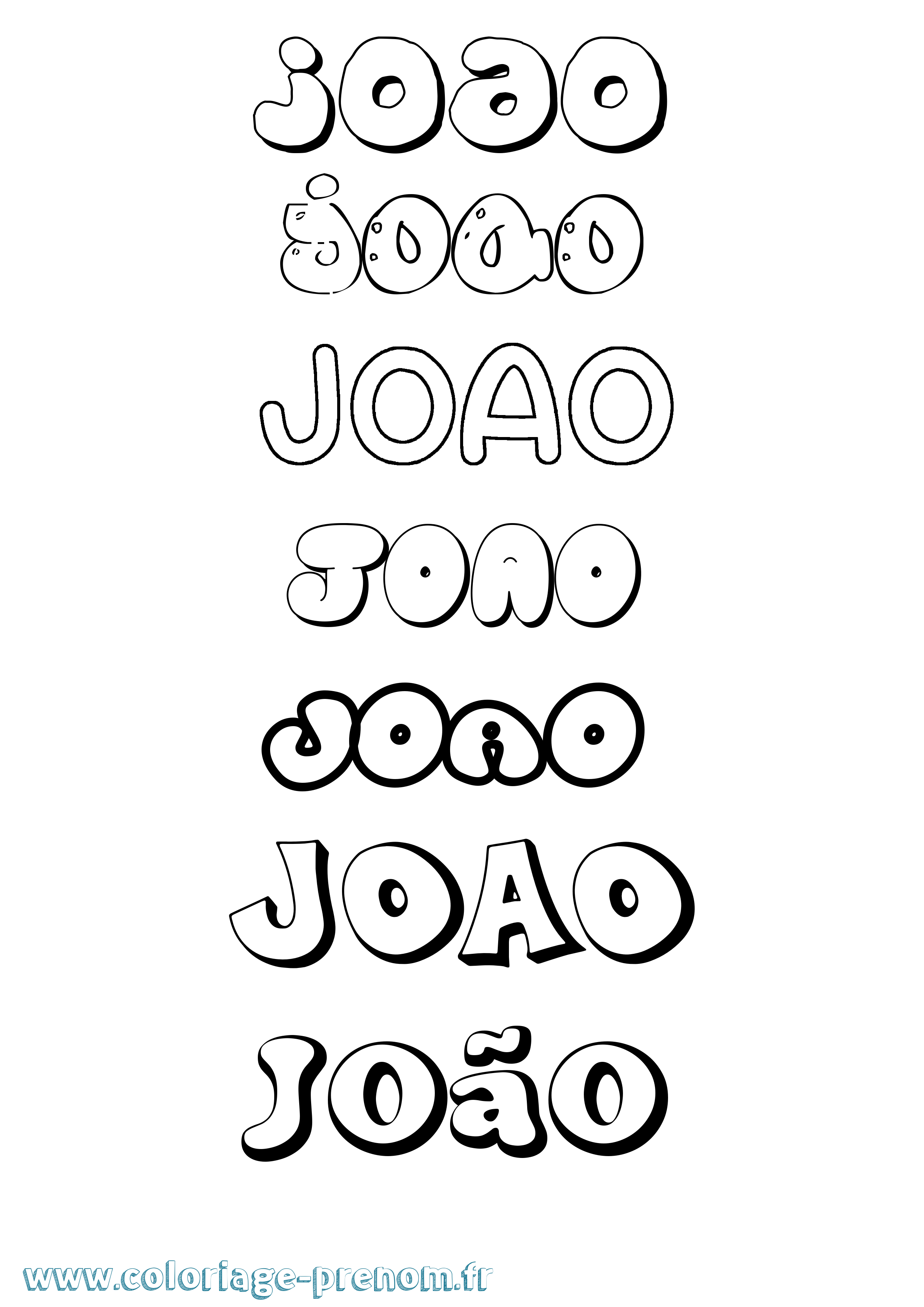 Coloriage prénom João Bubble