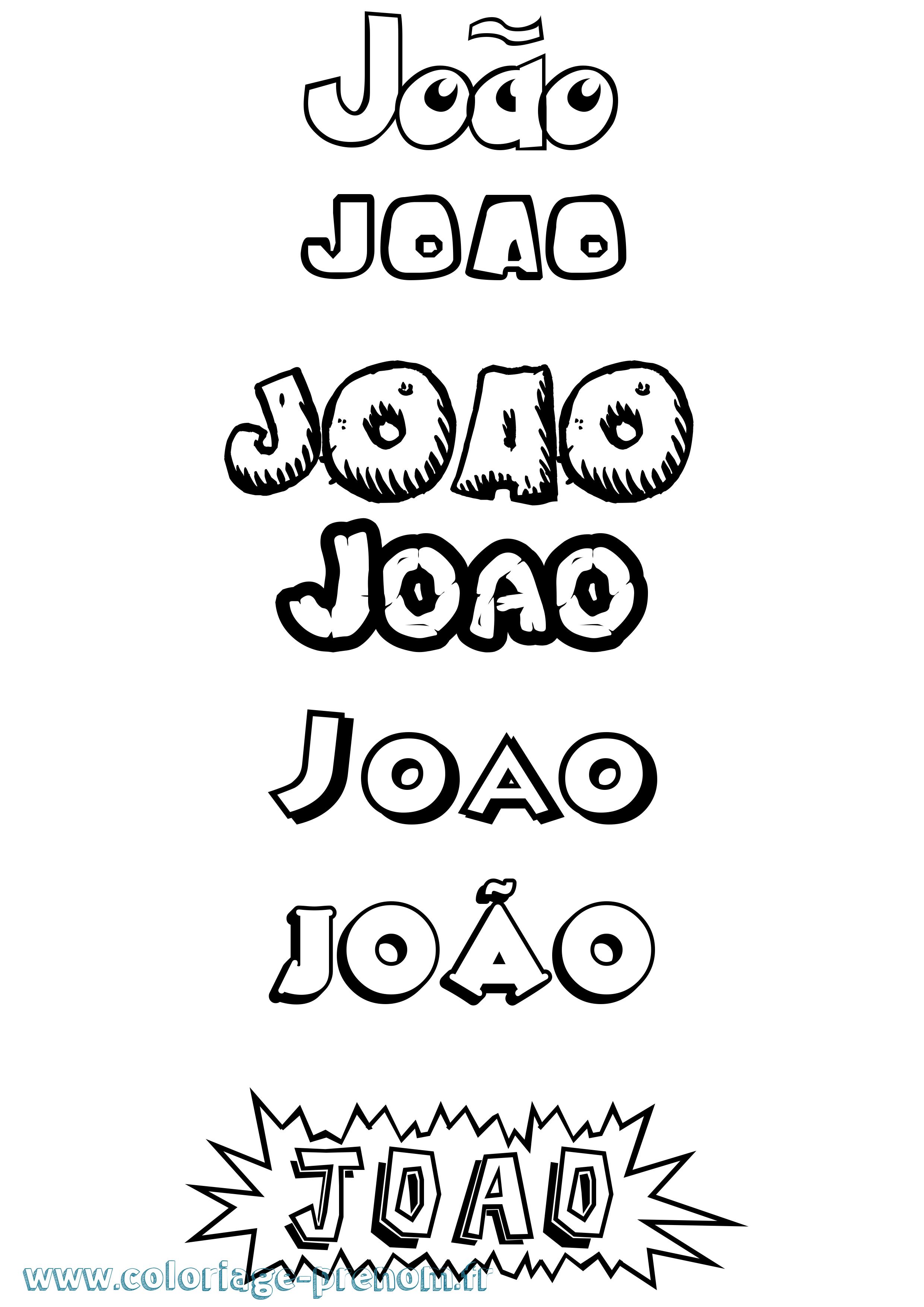 Coloriage João Dessin Animé Coloriage prénom João Dessin Animé