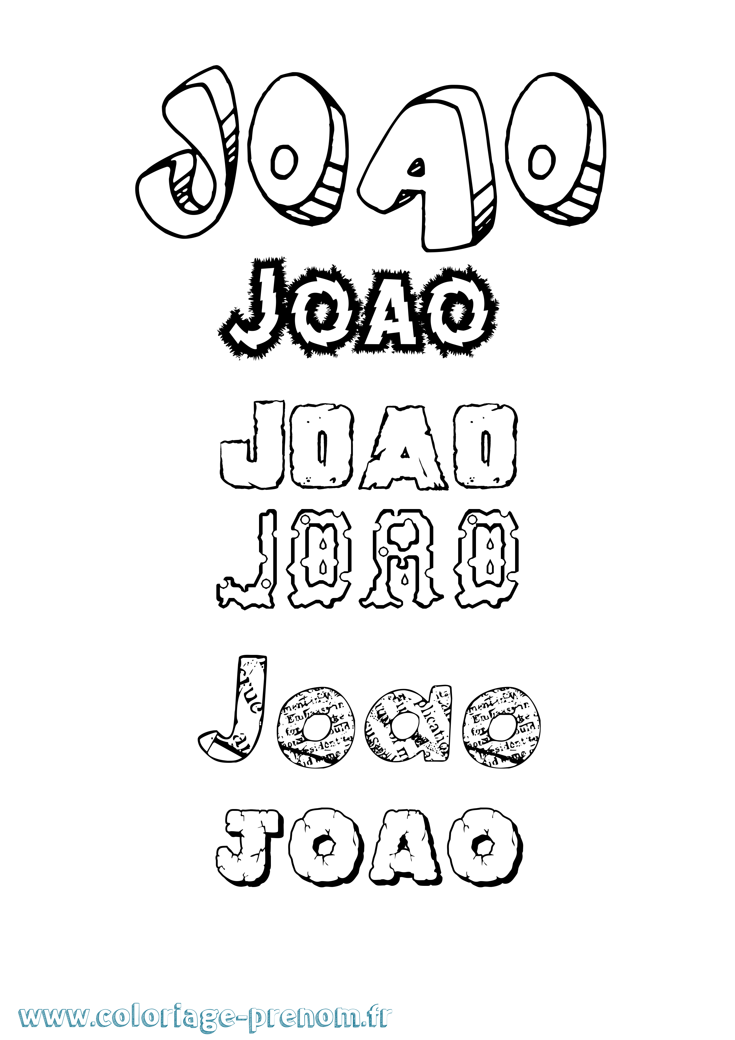 Coloriage João Destructuré Coloriage prénom João Destructuré