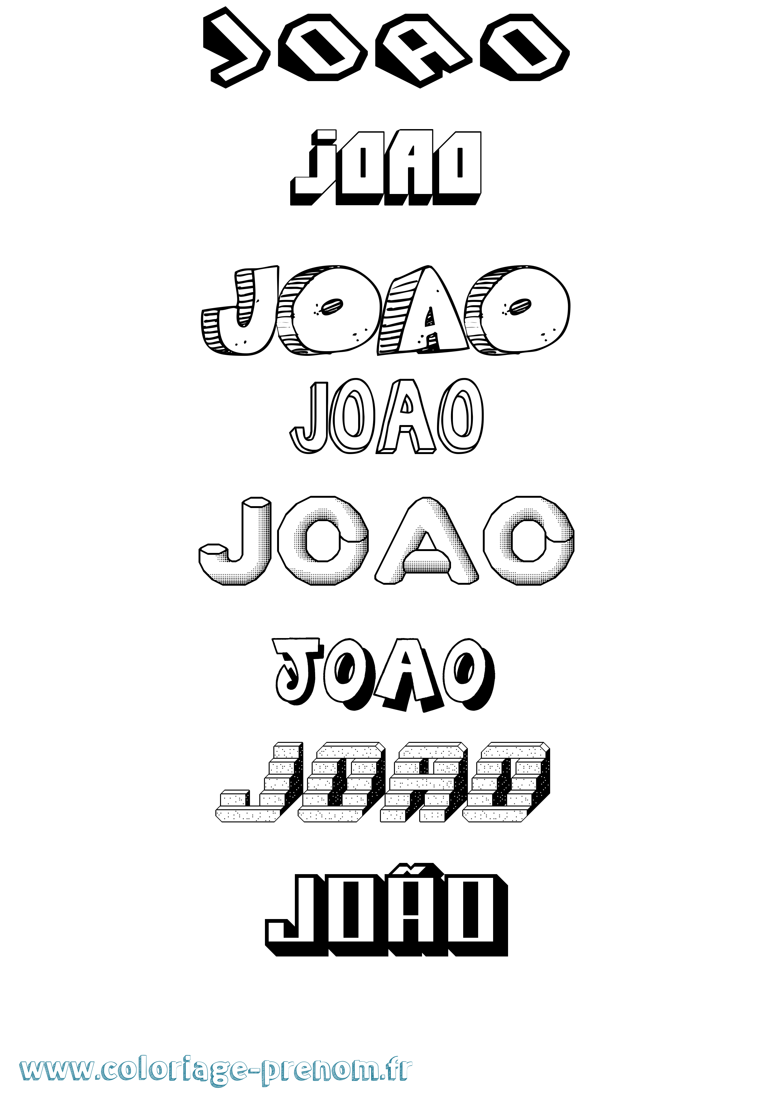 Coloriage João Effet 3D Coloriage prénom João Effet 3D