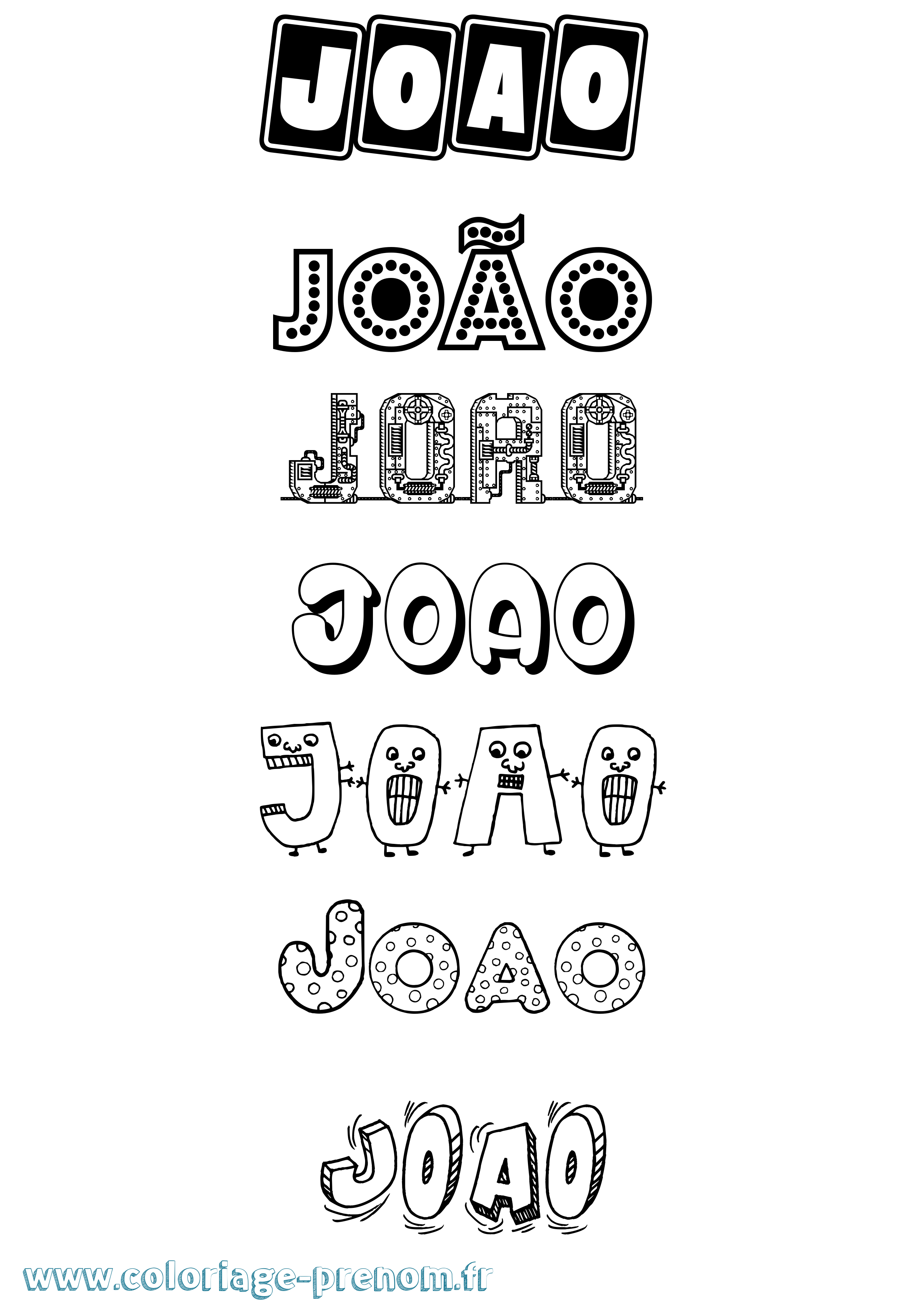 Coloriage prénom João Fun