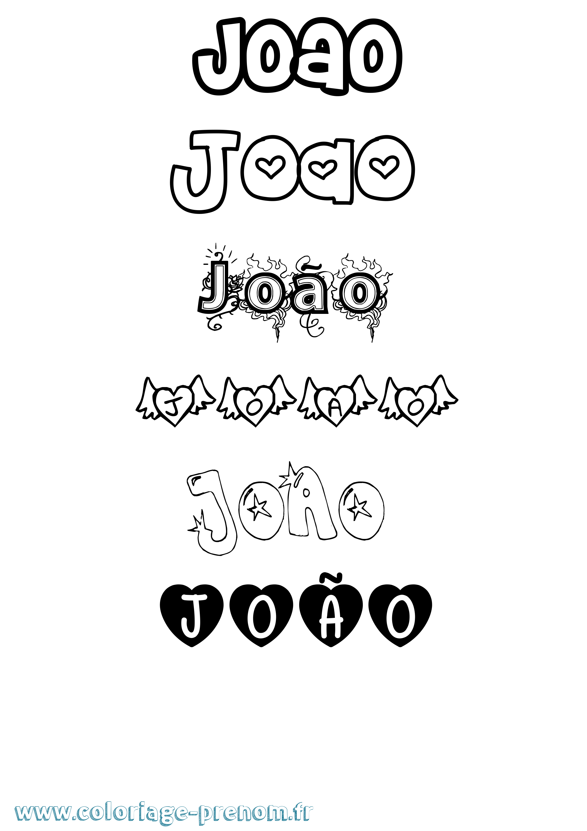 Coloriage João Girly Coloriage prénom João Girly