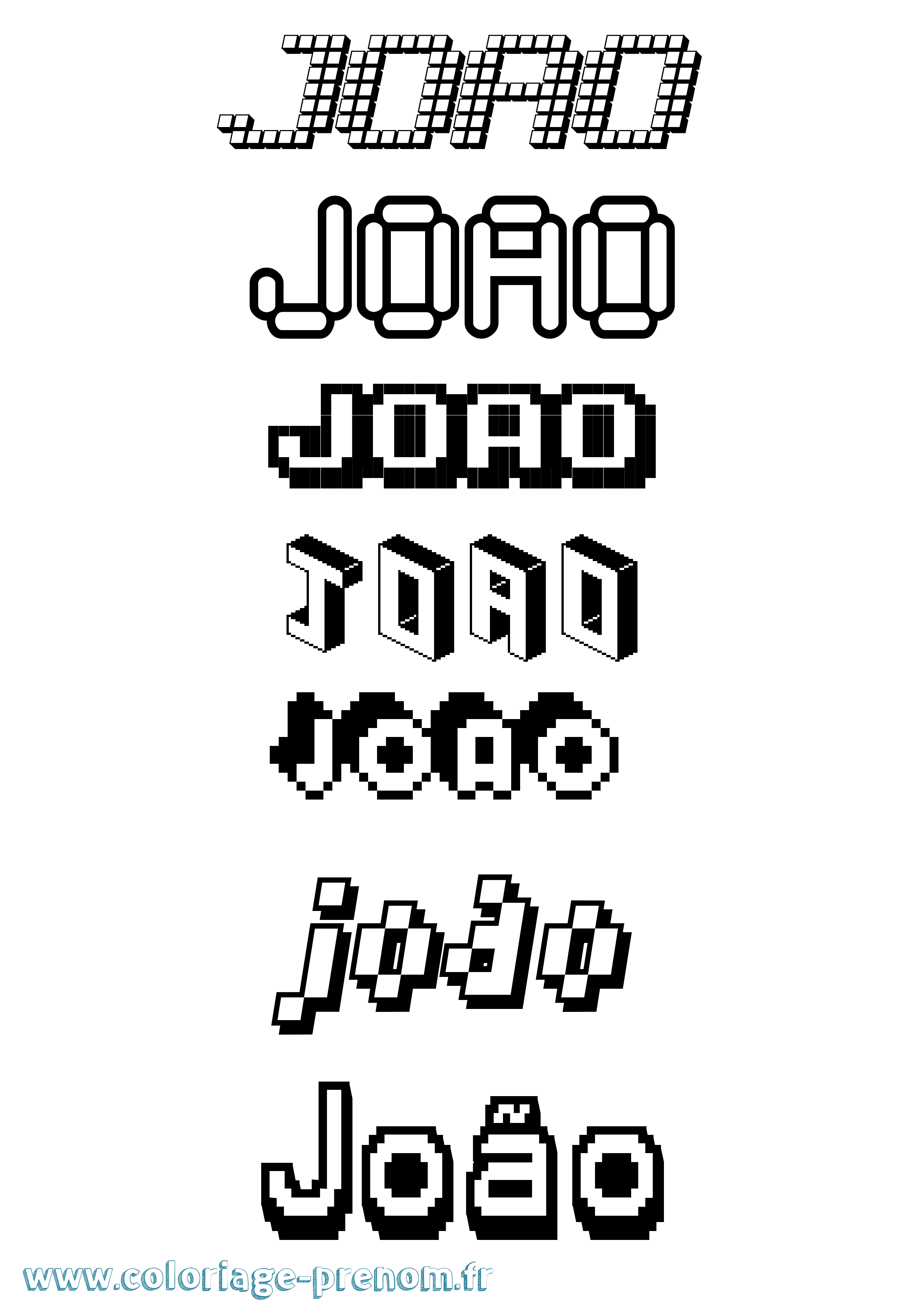 Coloriage João Pixel Coloriage prénom João Pixel