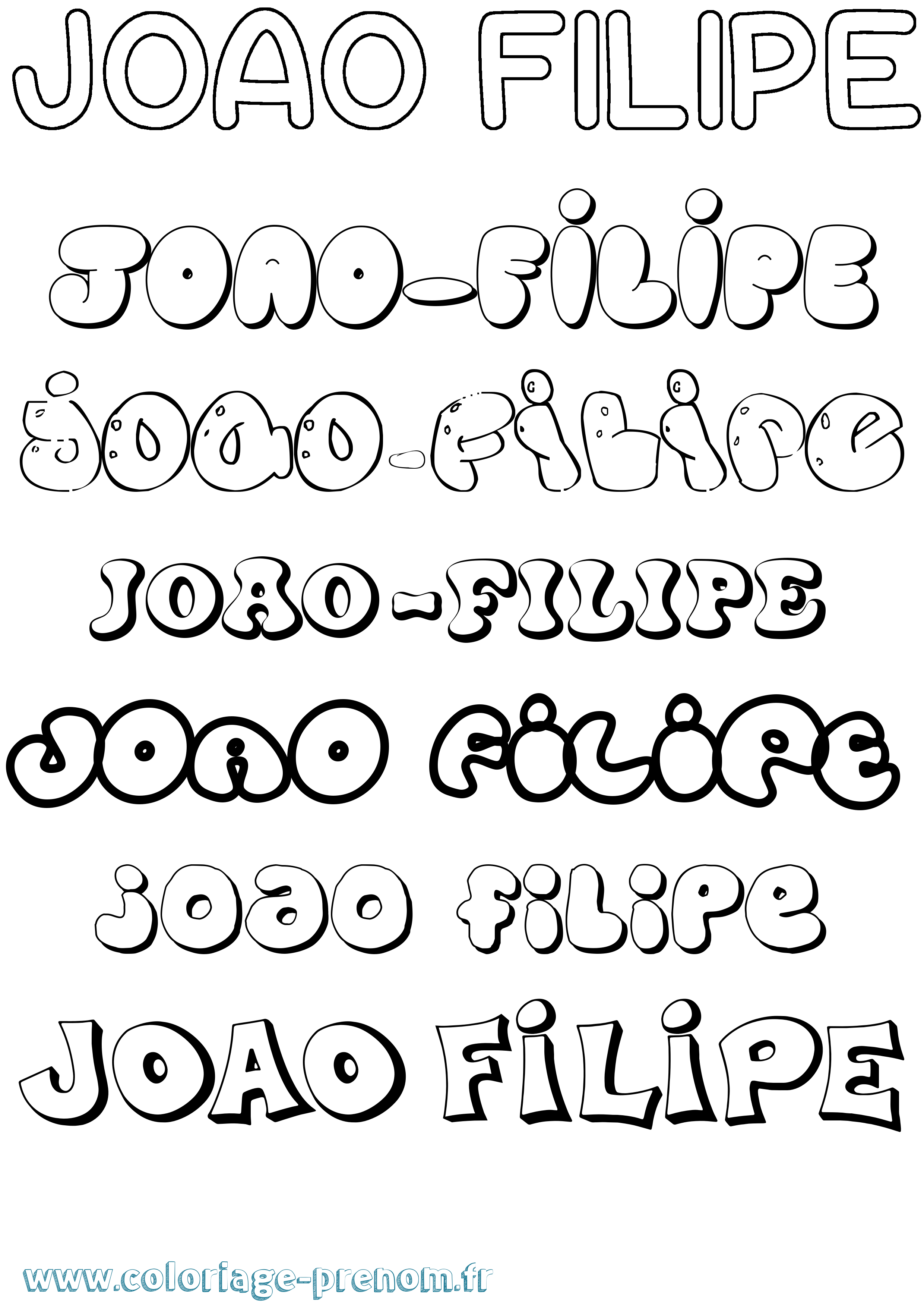Coloriage prénom Joao-Filipe Bubble