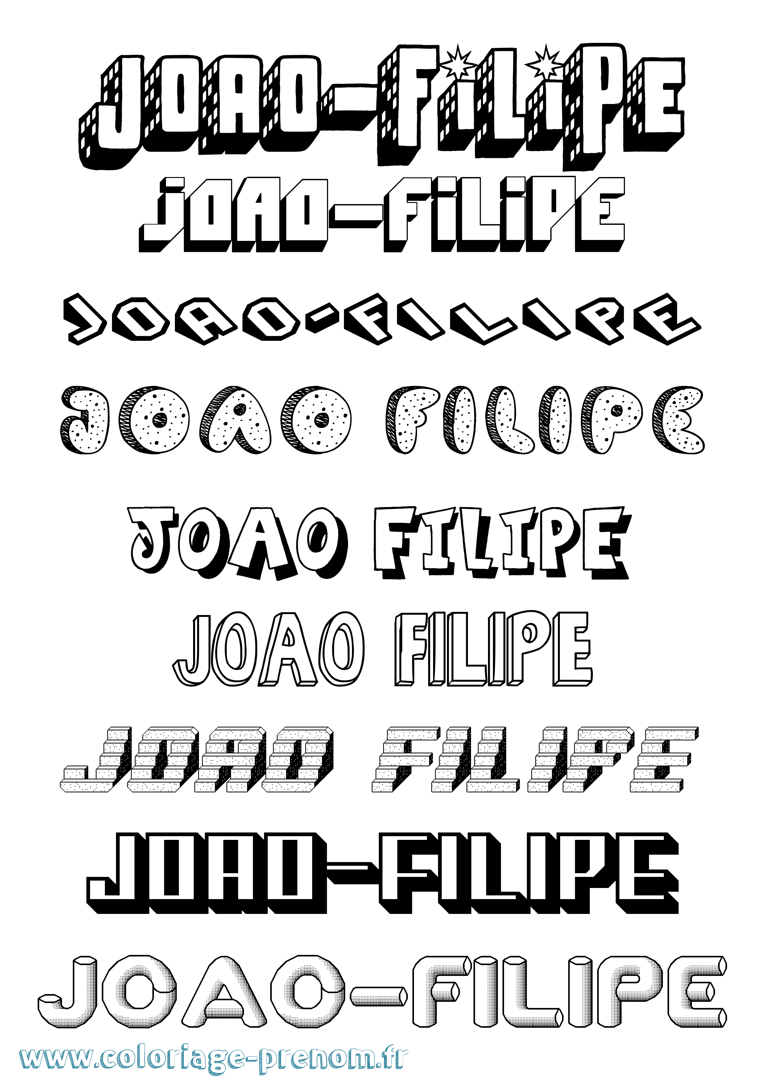 Coloriage prénom Joao-Filipe Effet 3D