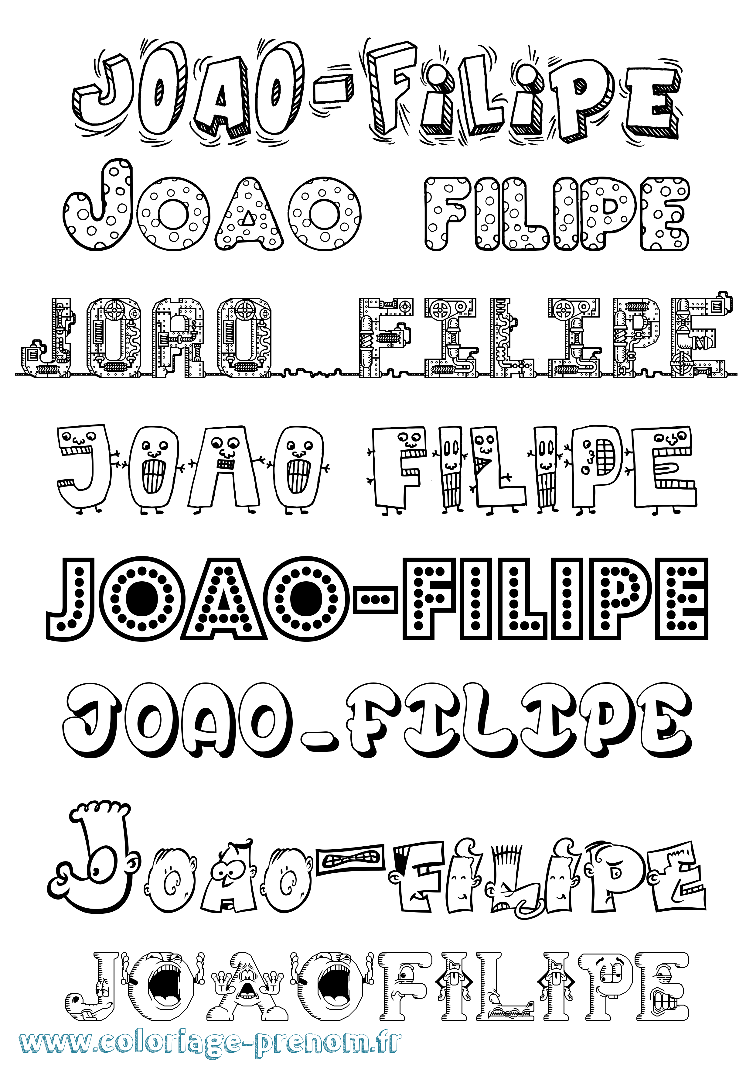 Coloriage prénom Joao-Filipe Fun