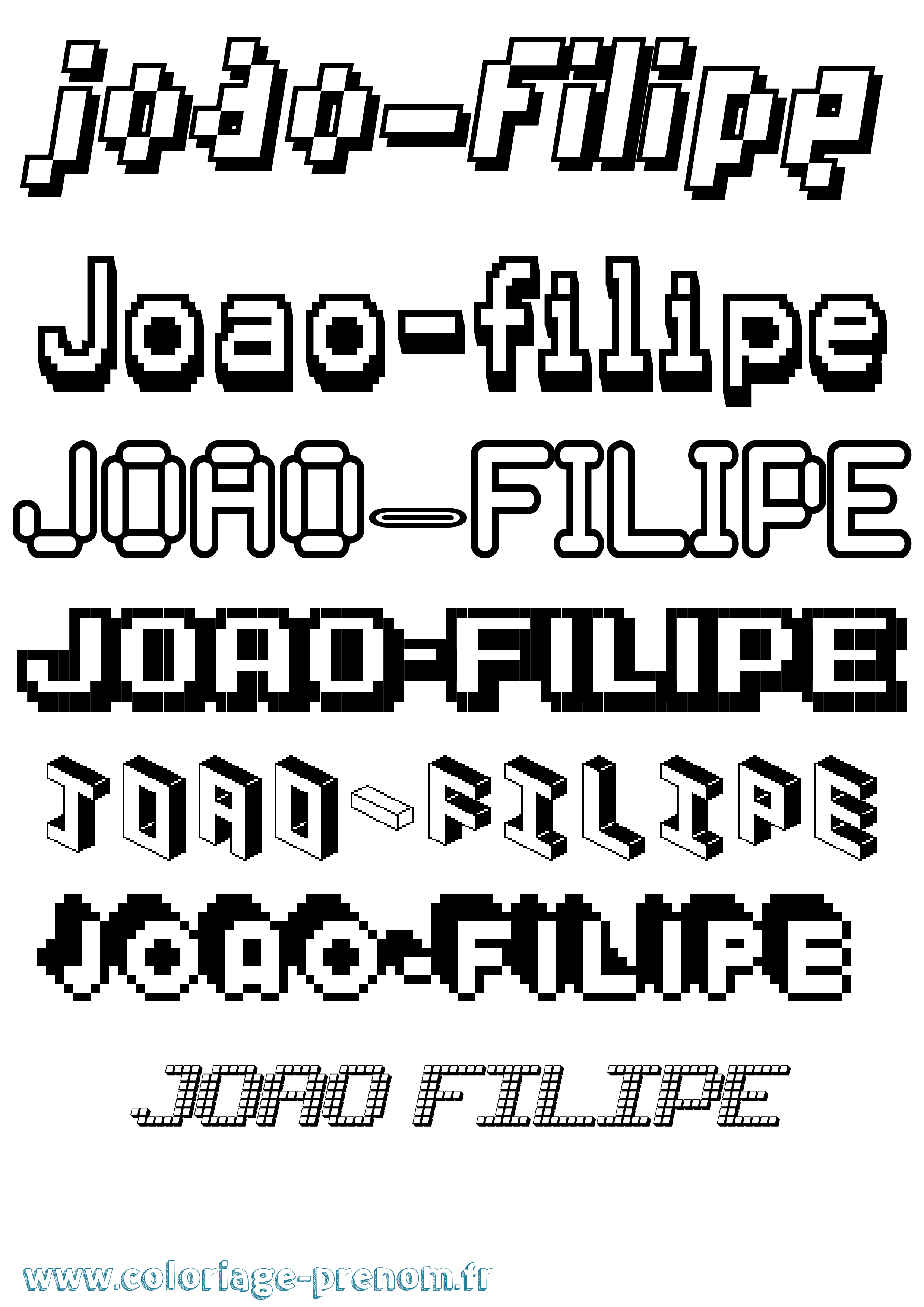 Coloriage prénom Joao-Filipe Pixel