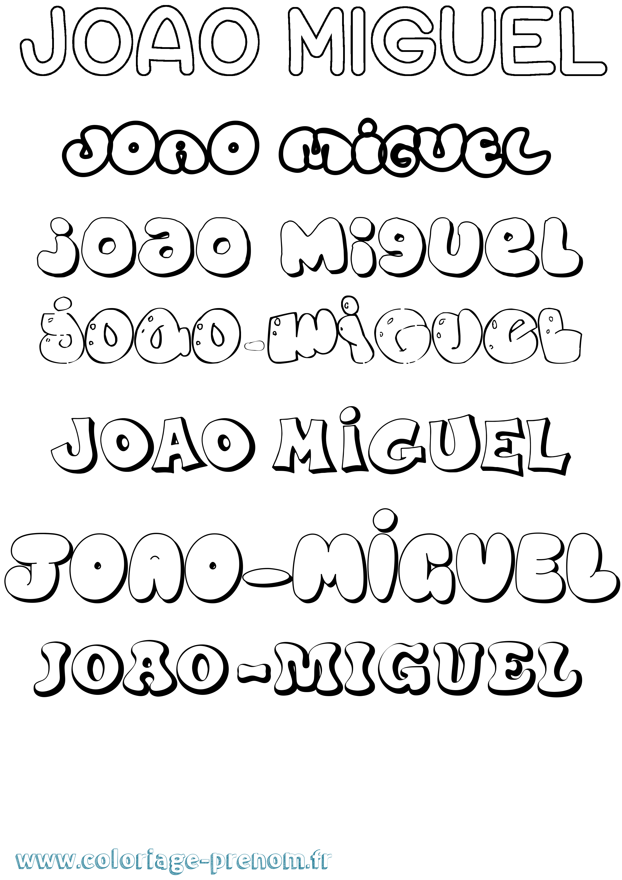 Coloriage prénom Joao-Miguel Bubble
