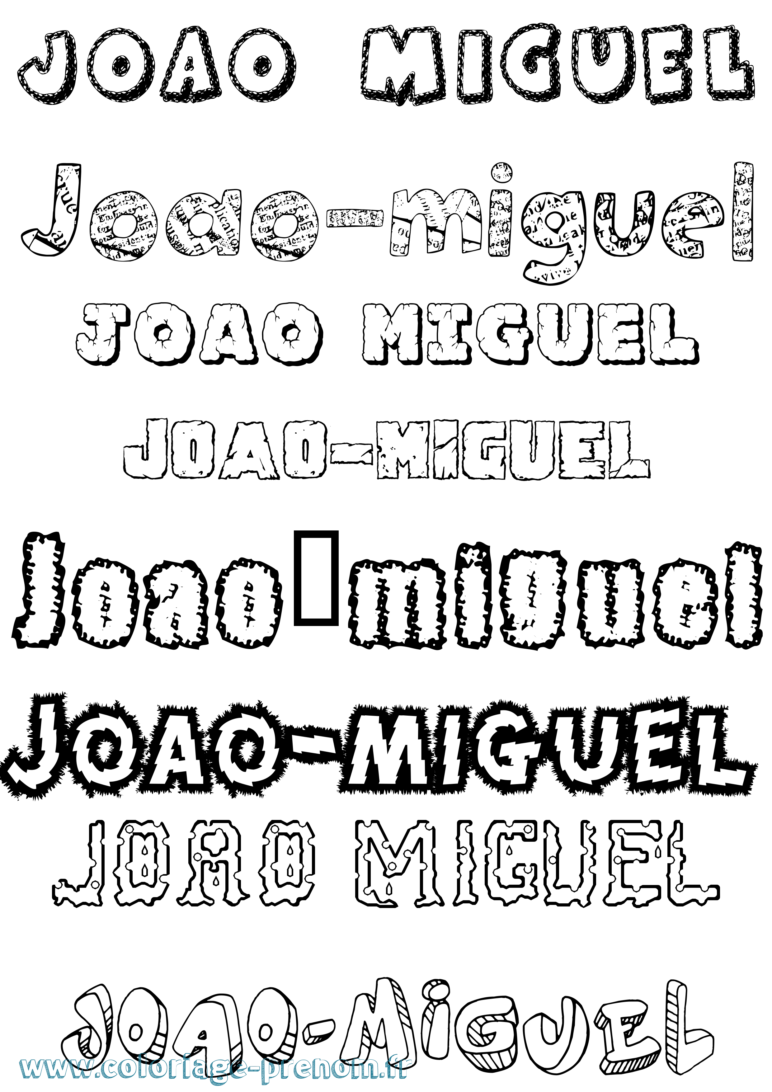 Coloriage prénom Joao-Miguel Destructuré