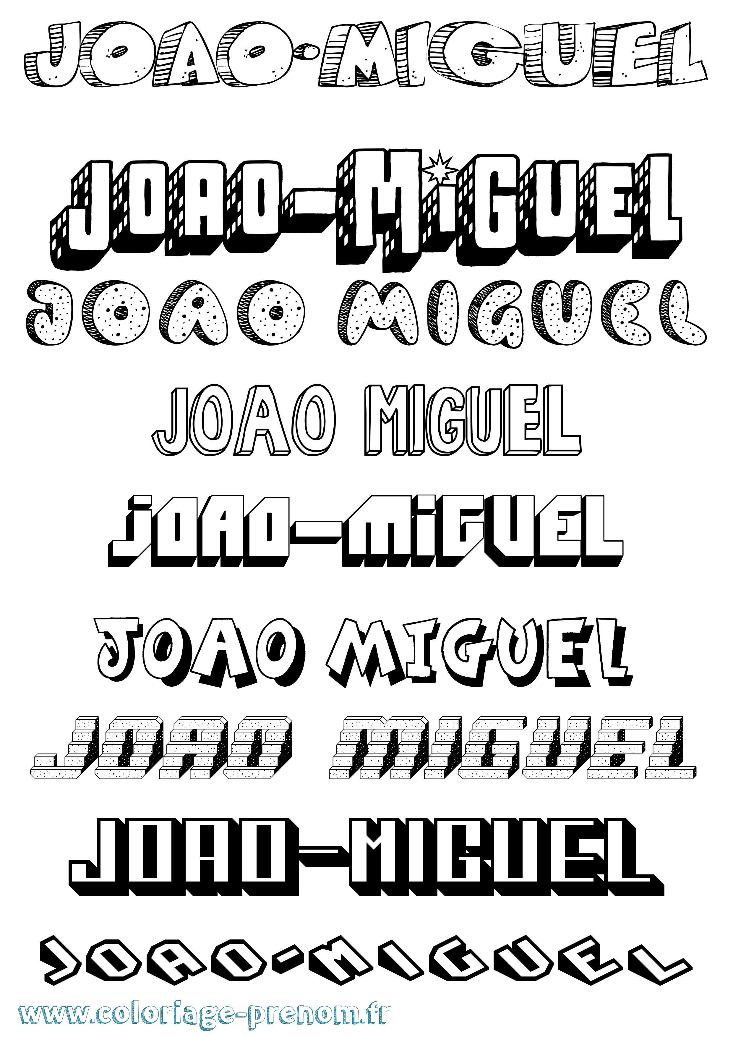Coloriage prénom Joao-Miguel Effet 3D
