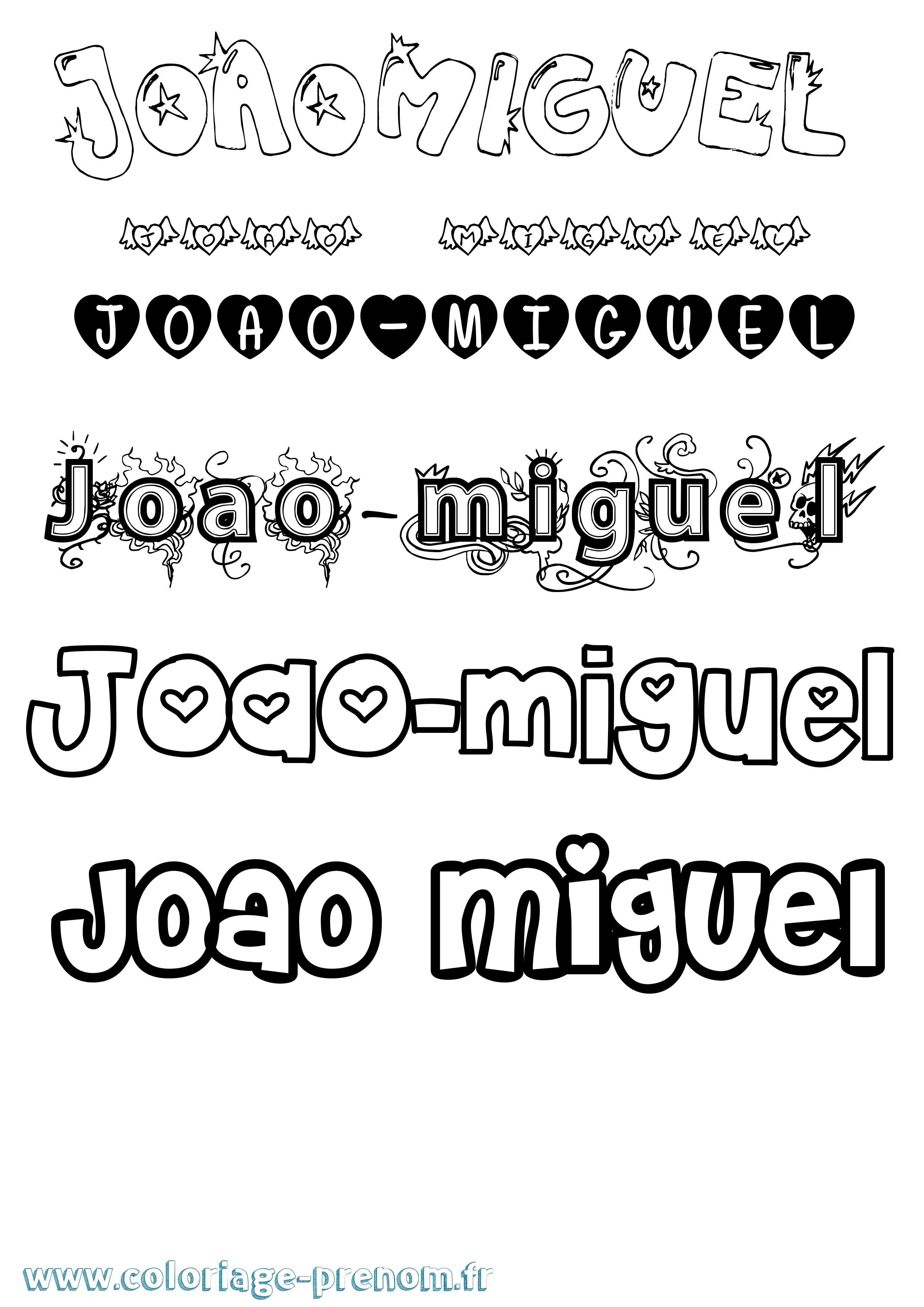 Coloriage prénom Joao-Miguel Girly