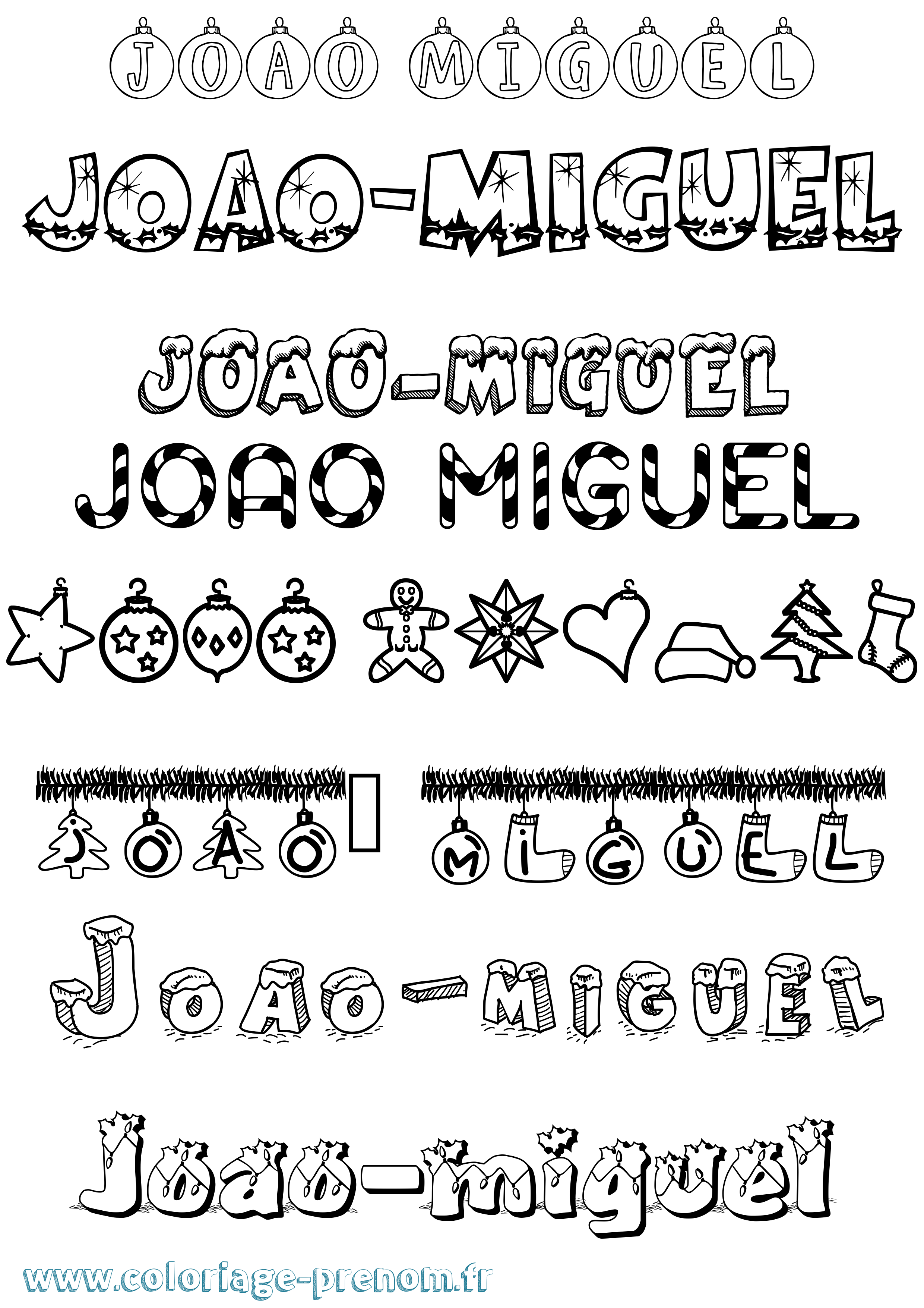 Coloriage prénom Joao-Miguel Noël