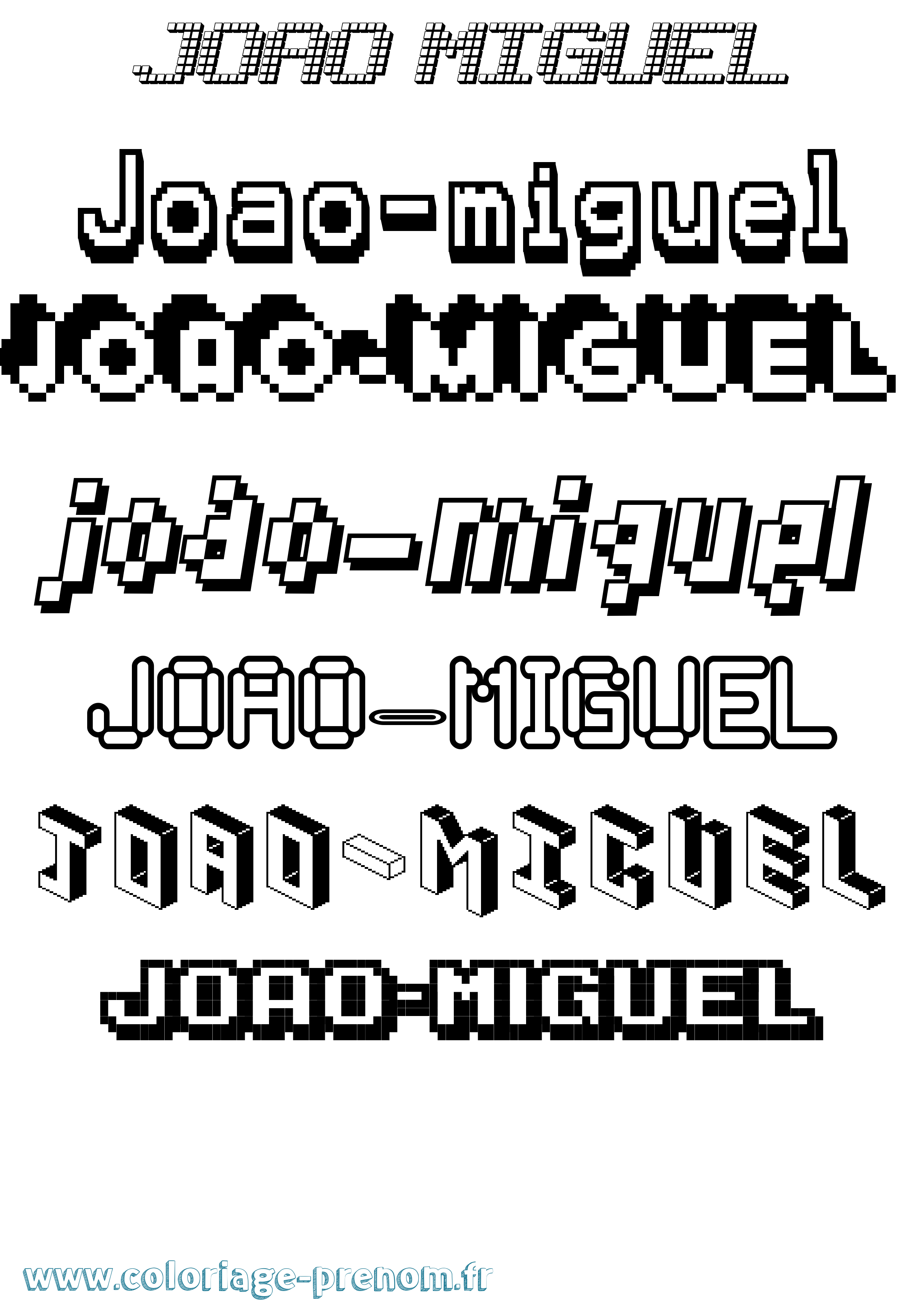Coloriage prénom Joao-Miguel Pixel