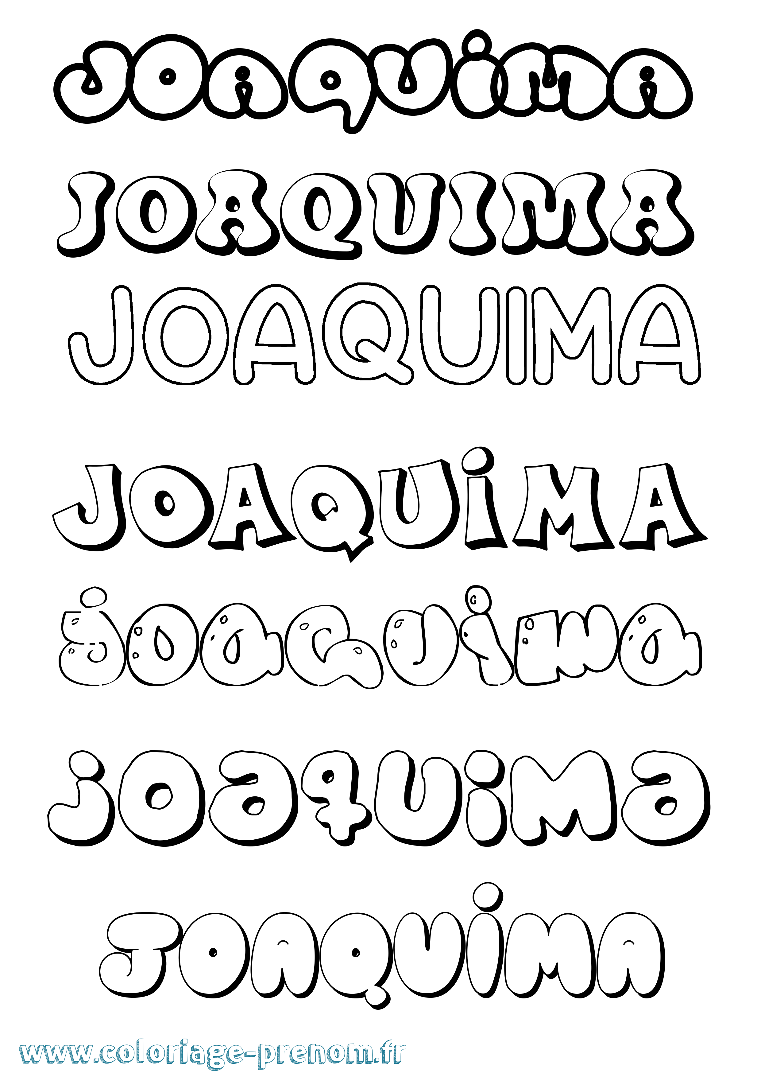 Coloriage Joaquima Bubble Coloriage prénom Joaquima Bubble