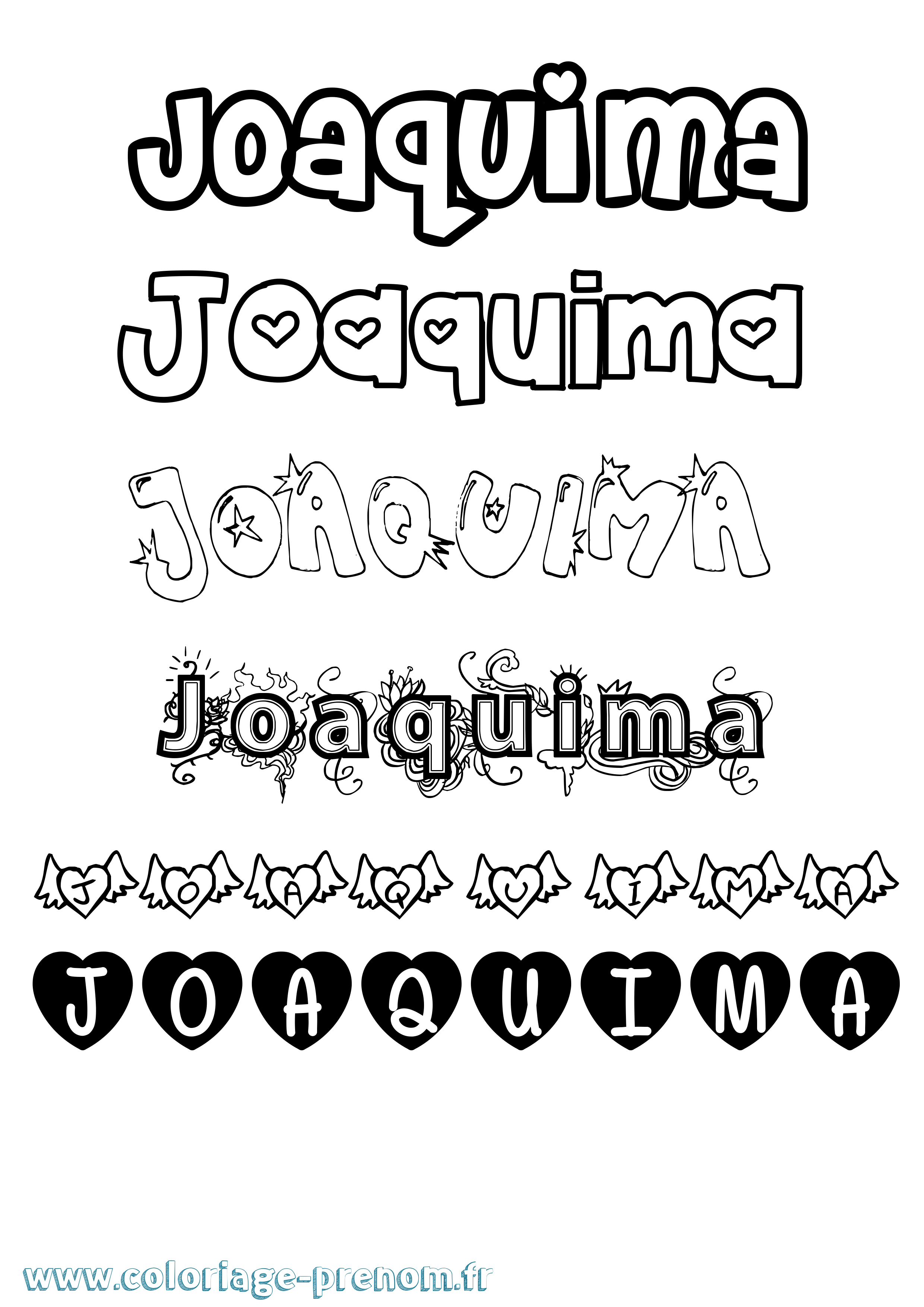 Coloriage Joaquima Girly Coloriage prénom Joaquima Girly