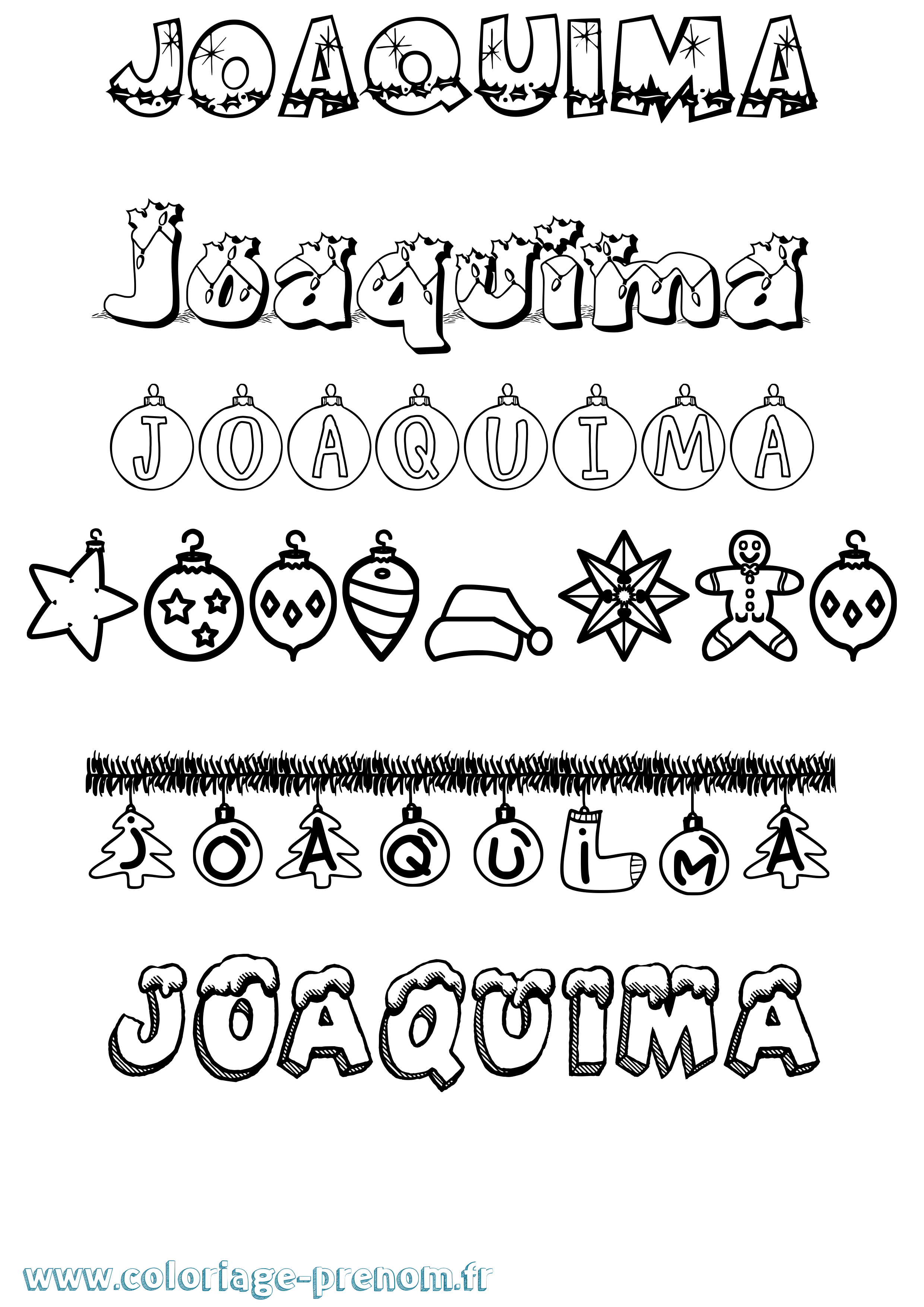 Coloriage Joaquima Noël Coloriage prénom Joaquima Noël