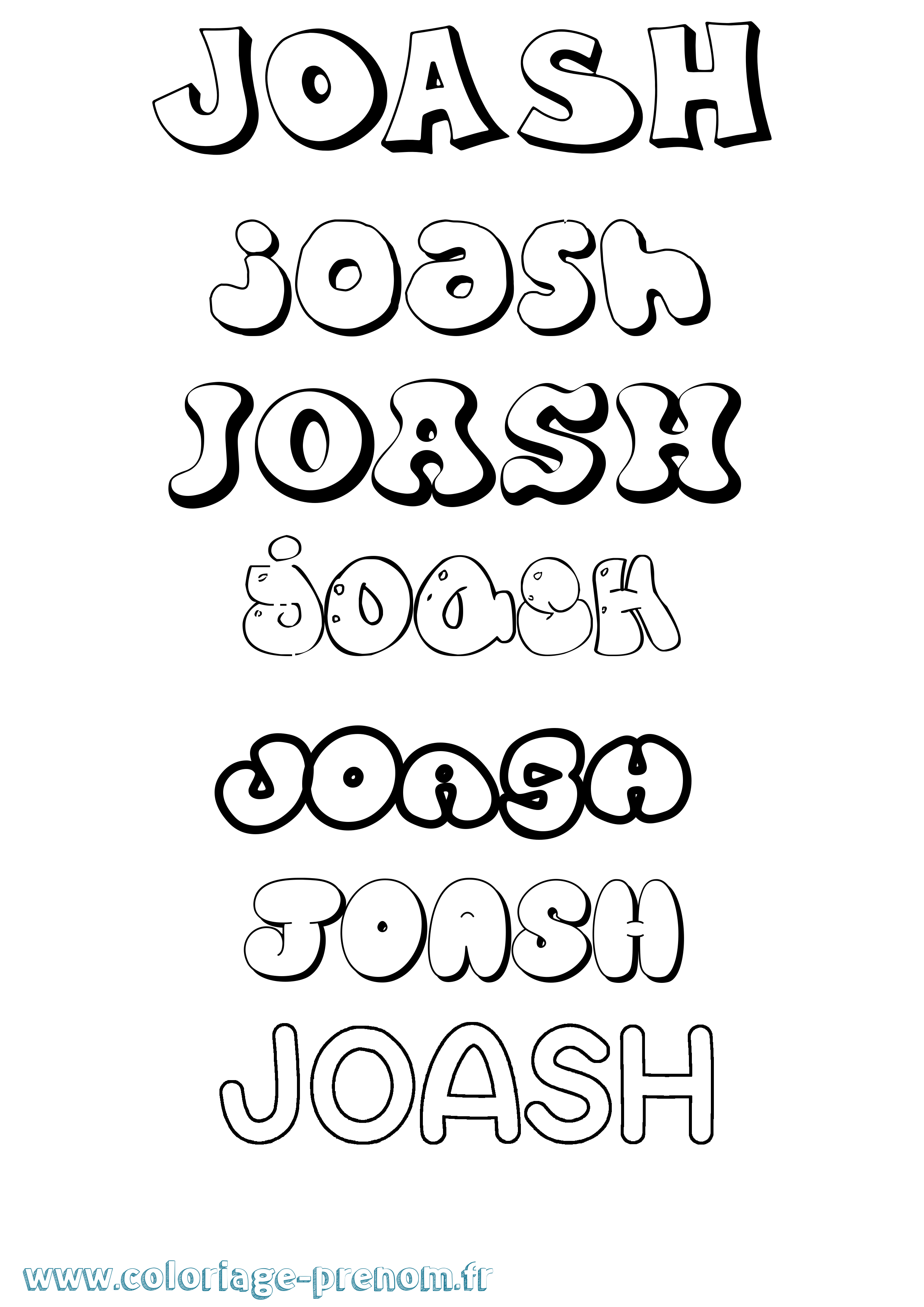 Coloriage prénom Joash Bubble