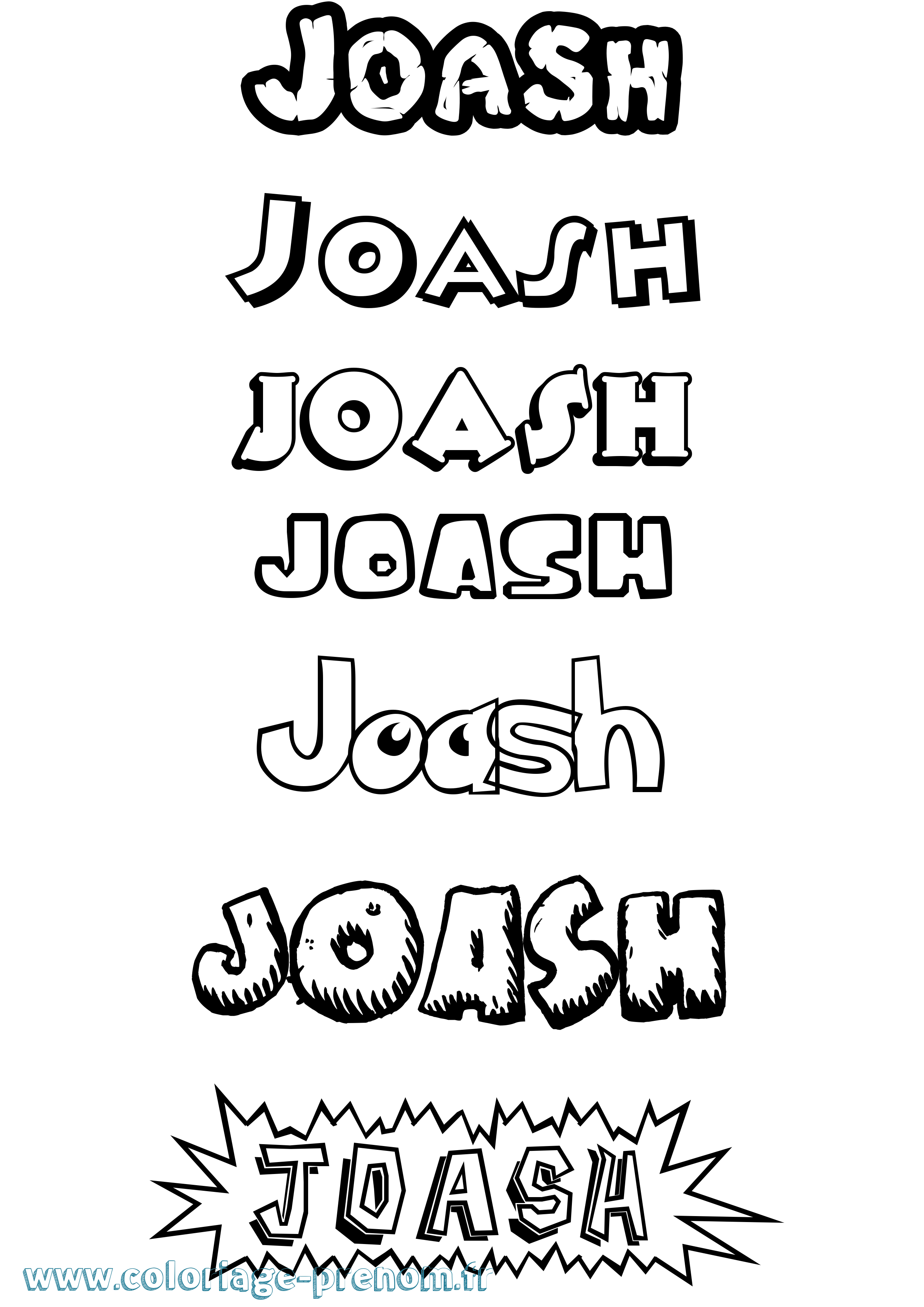 Coloriage prénom Joash Dessin Animé