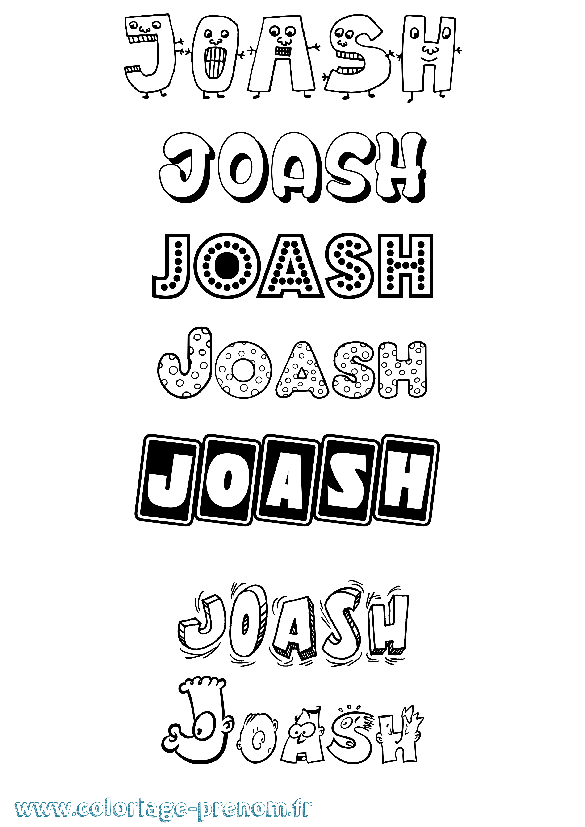 Coloriage prénom Joash Fun