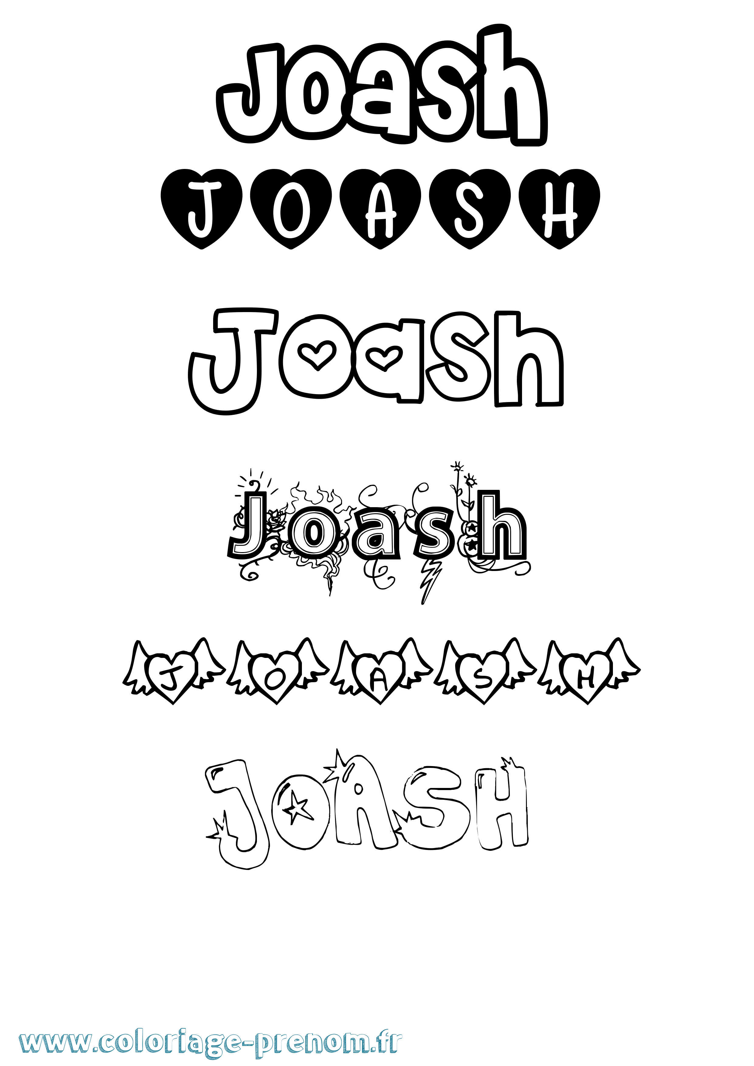 Coloriage prénom Joash Girly