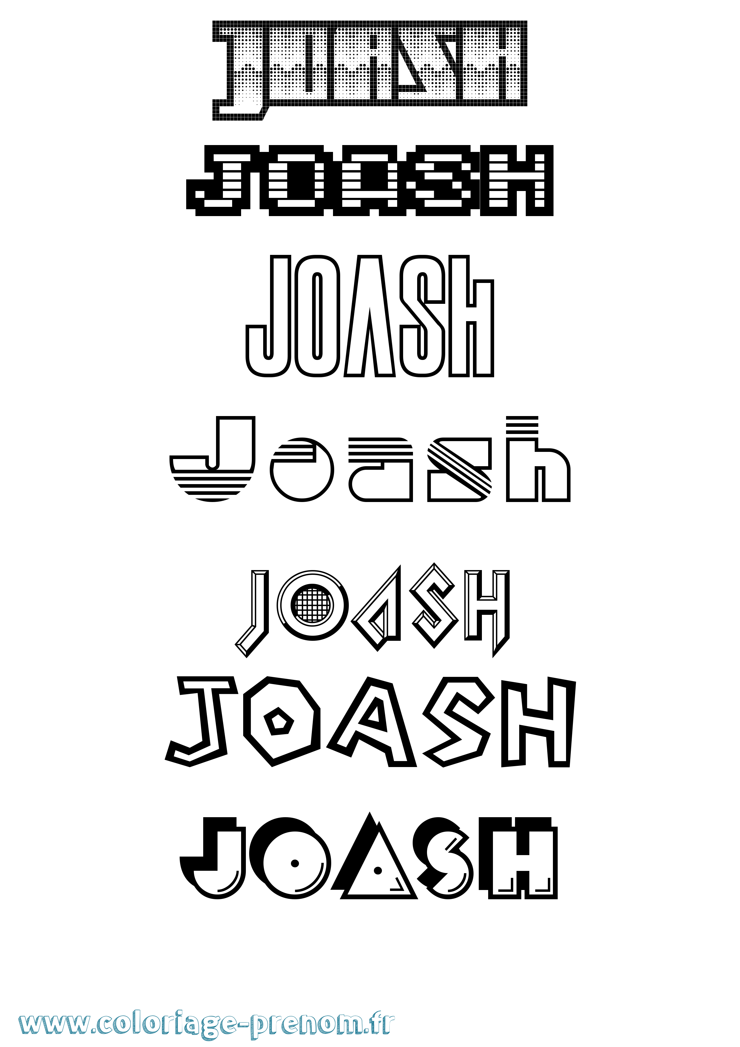 Coloriage prénom Joash Jeux Vidéos