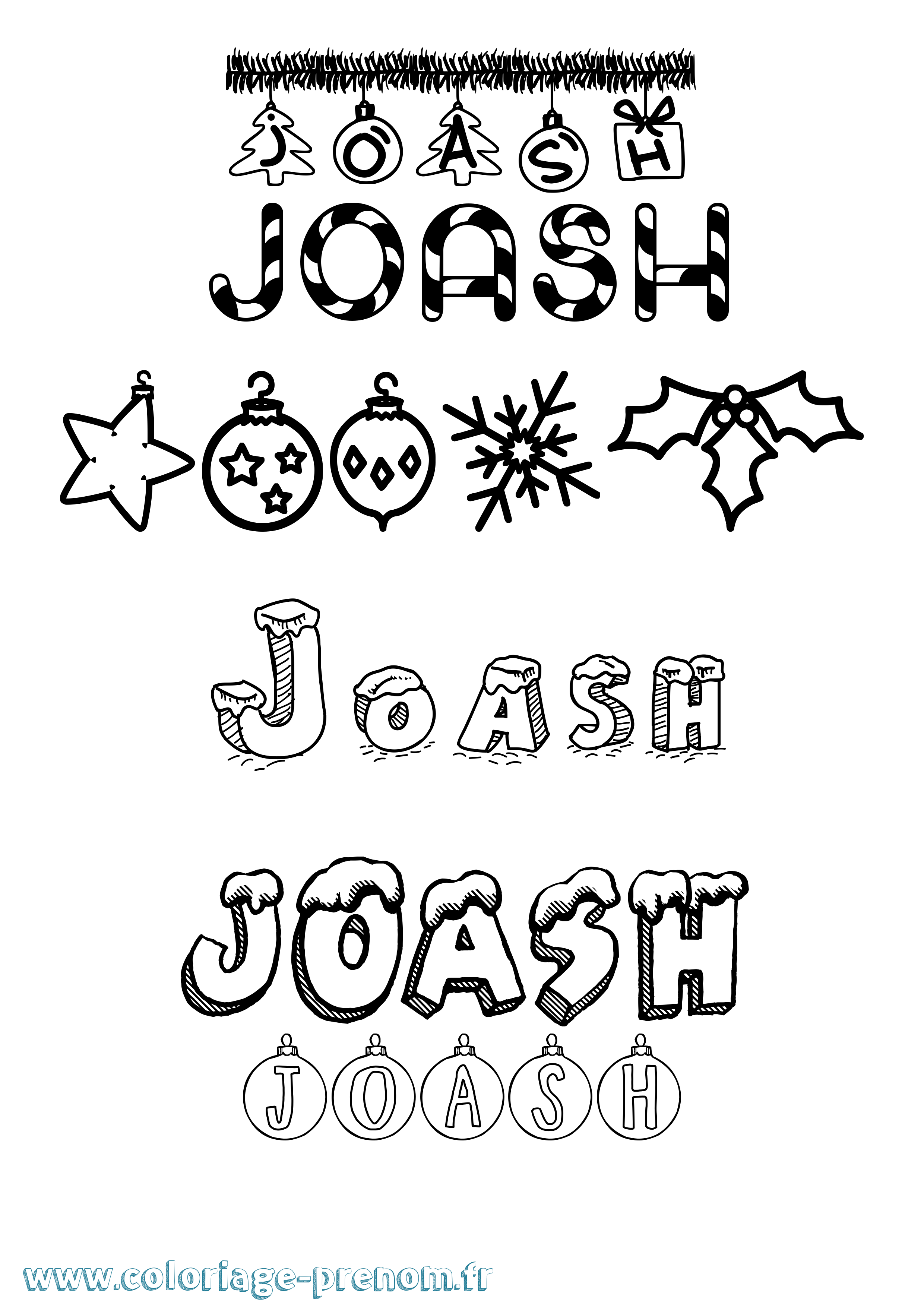 Coloriage prénom Joash Noël