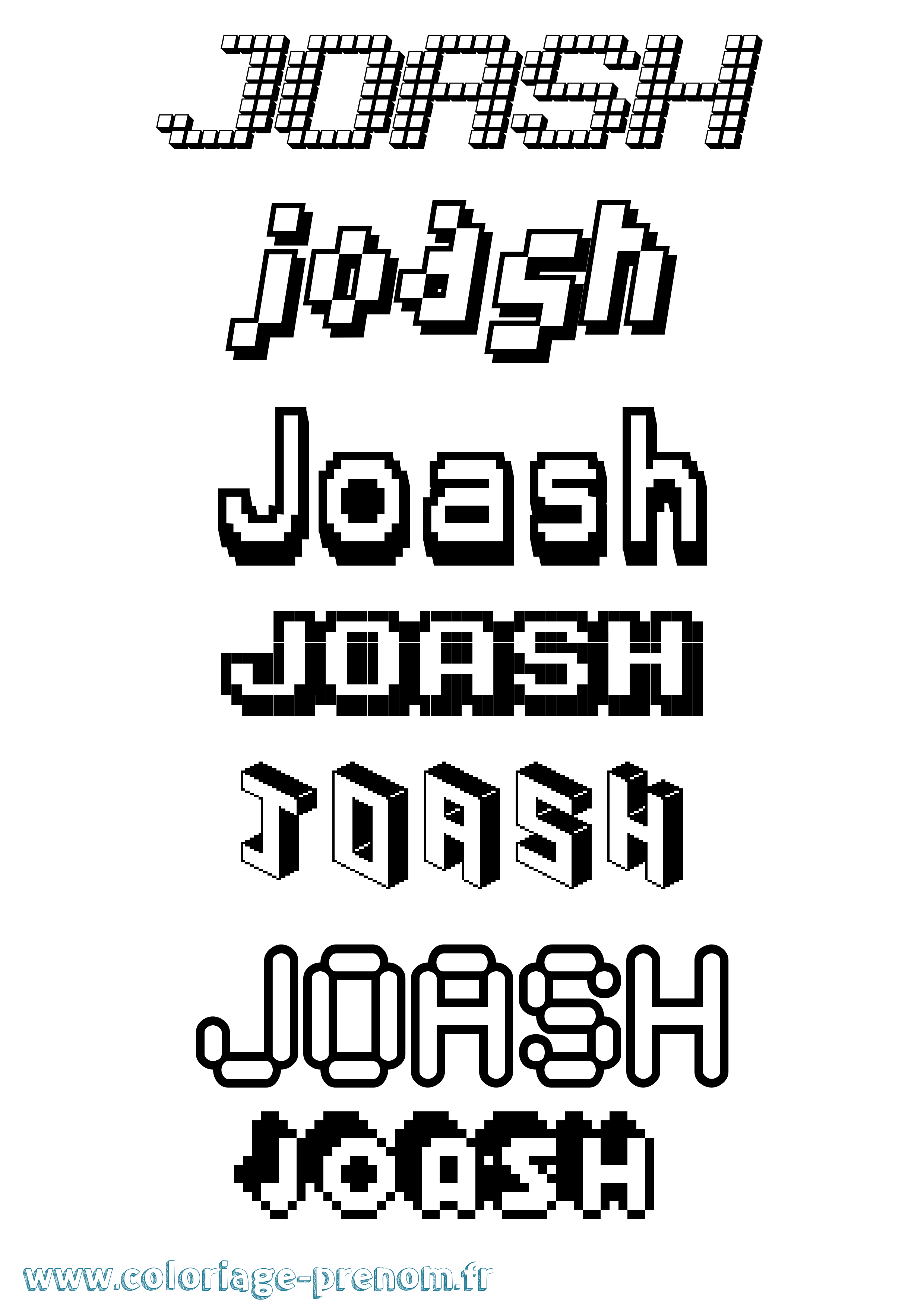 Coloriage prénom Joash Pixel