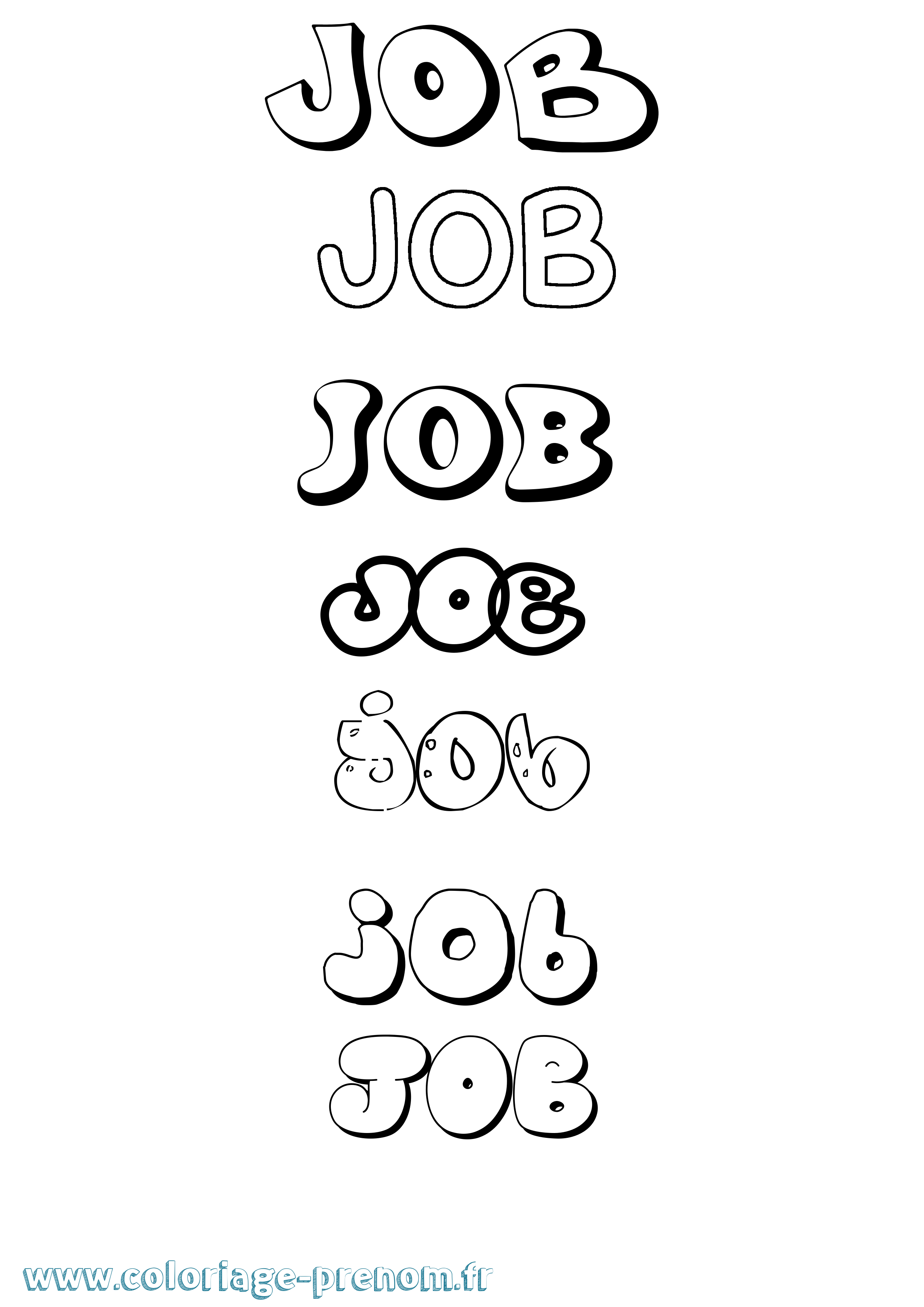 Coloriage prénom Job Bubble