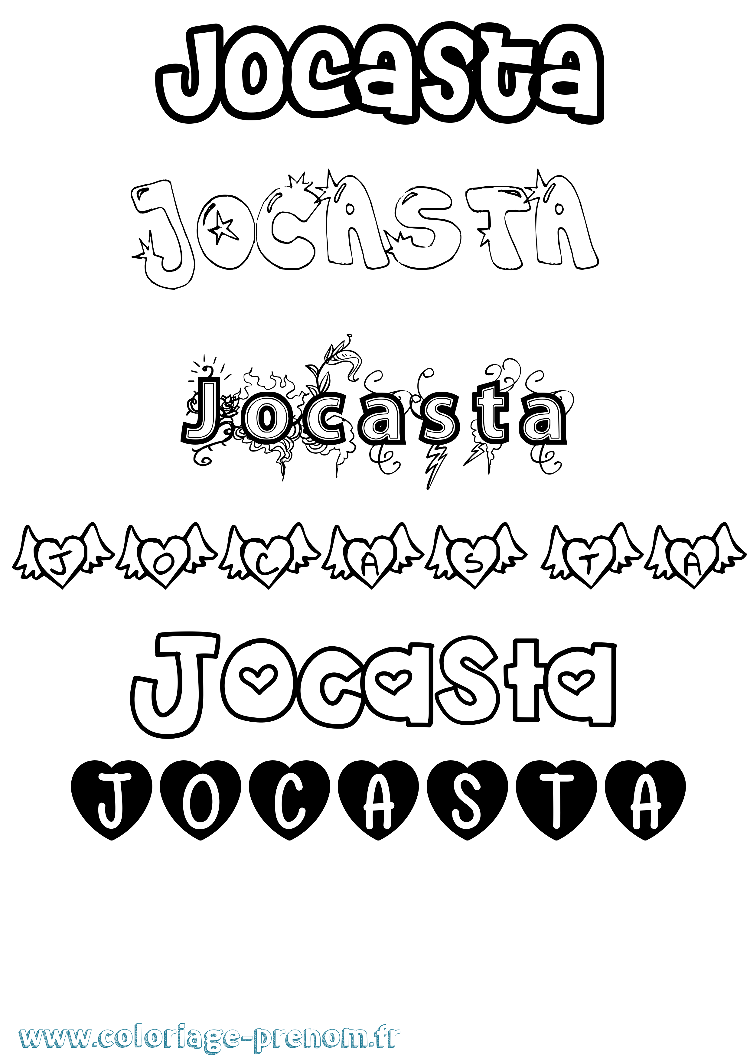 Coloriage prénom Jocasta Girly