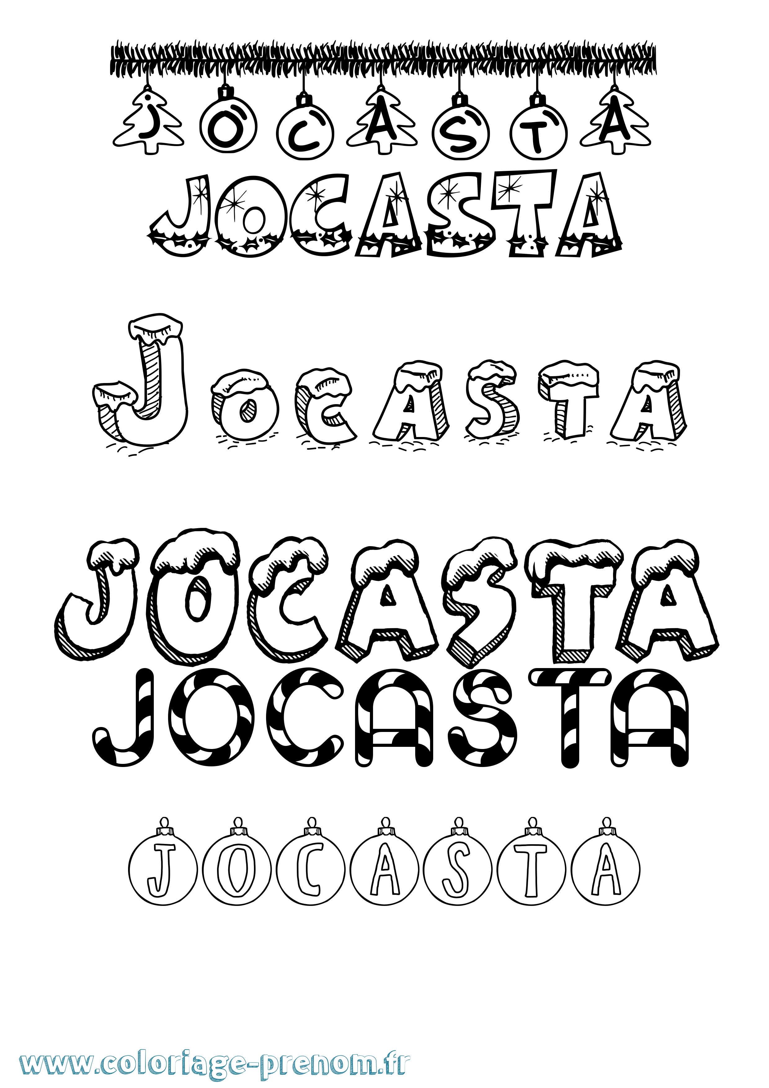 Coloriage prénom Jocasta Noël